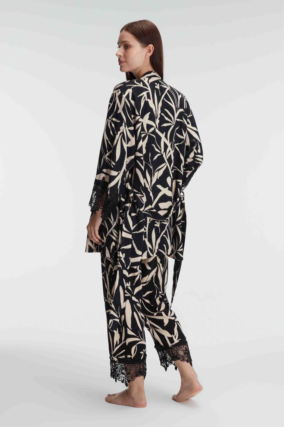 Anıl Bayan Büstiyerli 3'lü Sabahlıklı Takım SİYAH KONFEKSİYON ANIL