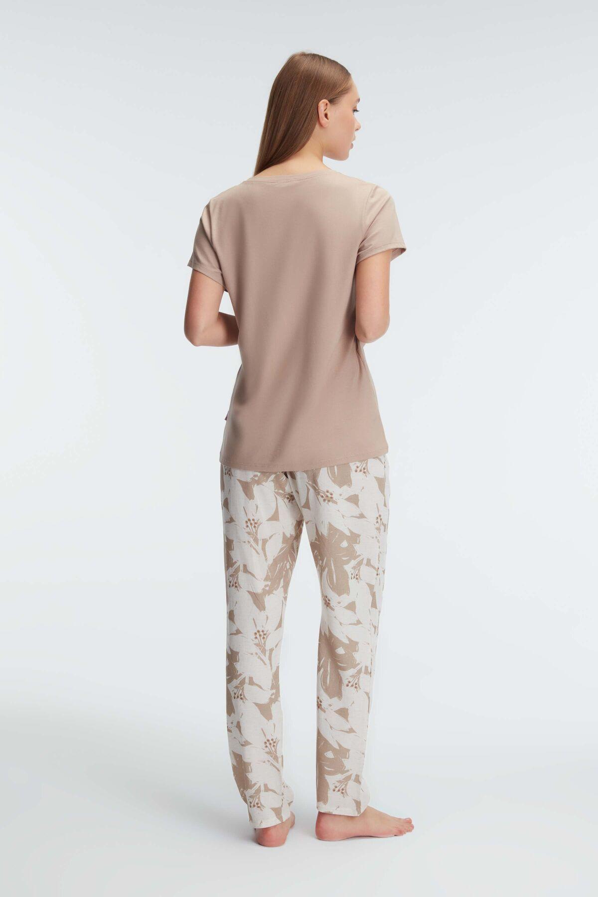 Anıl Bayan Pijama Takımı Vizon Kadın Pijama Takımı ANIL