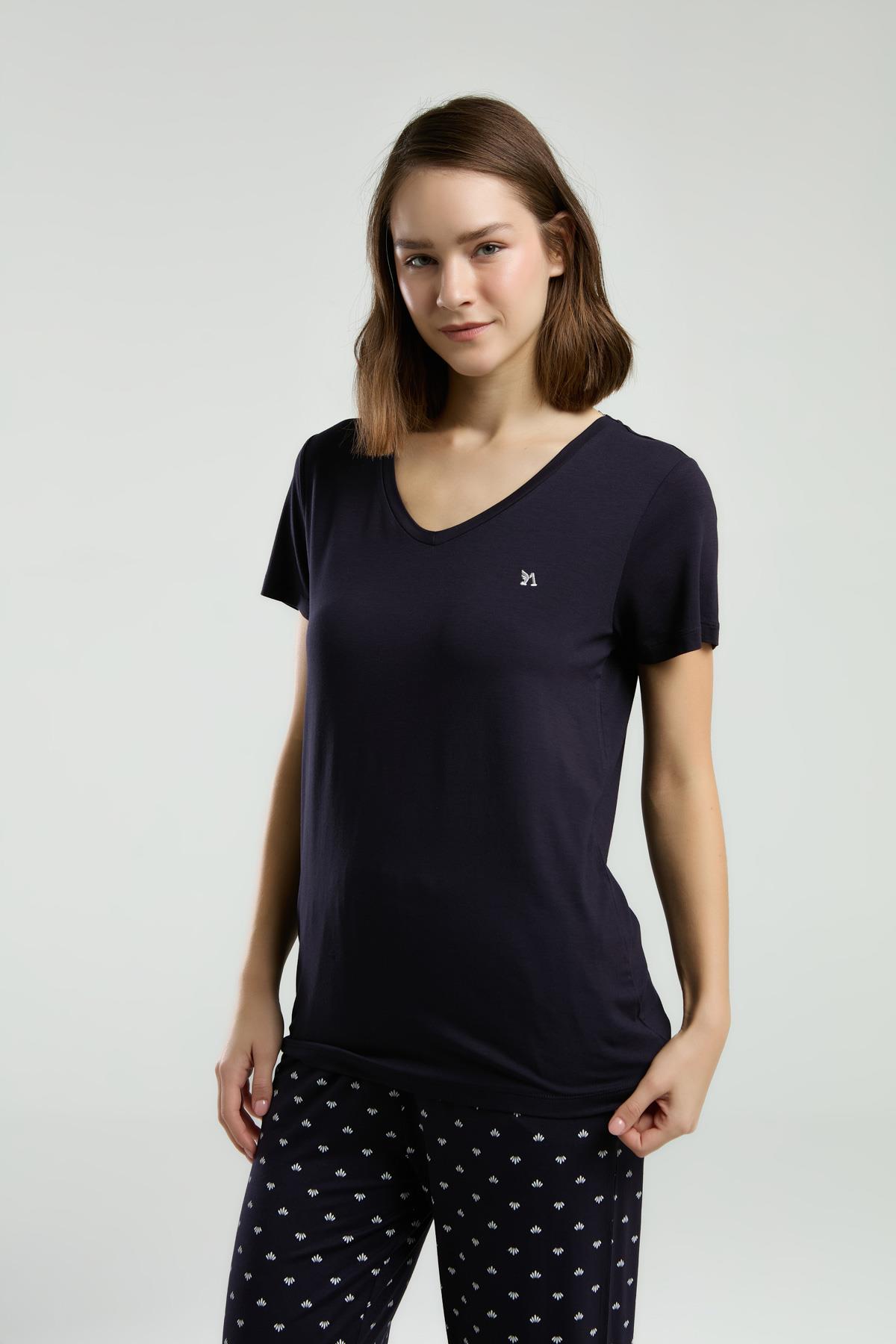 Arnetta Bayan Kısa Kol  Kapri Takım LACİVERT KONFEKSİYON ARNETTA