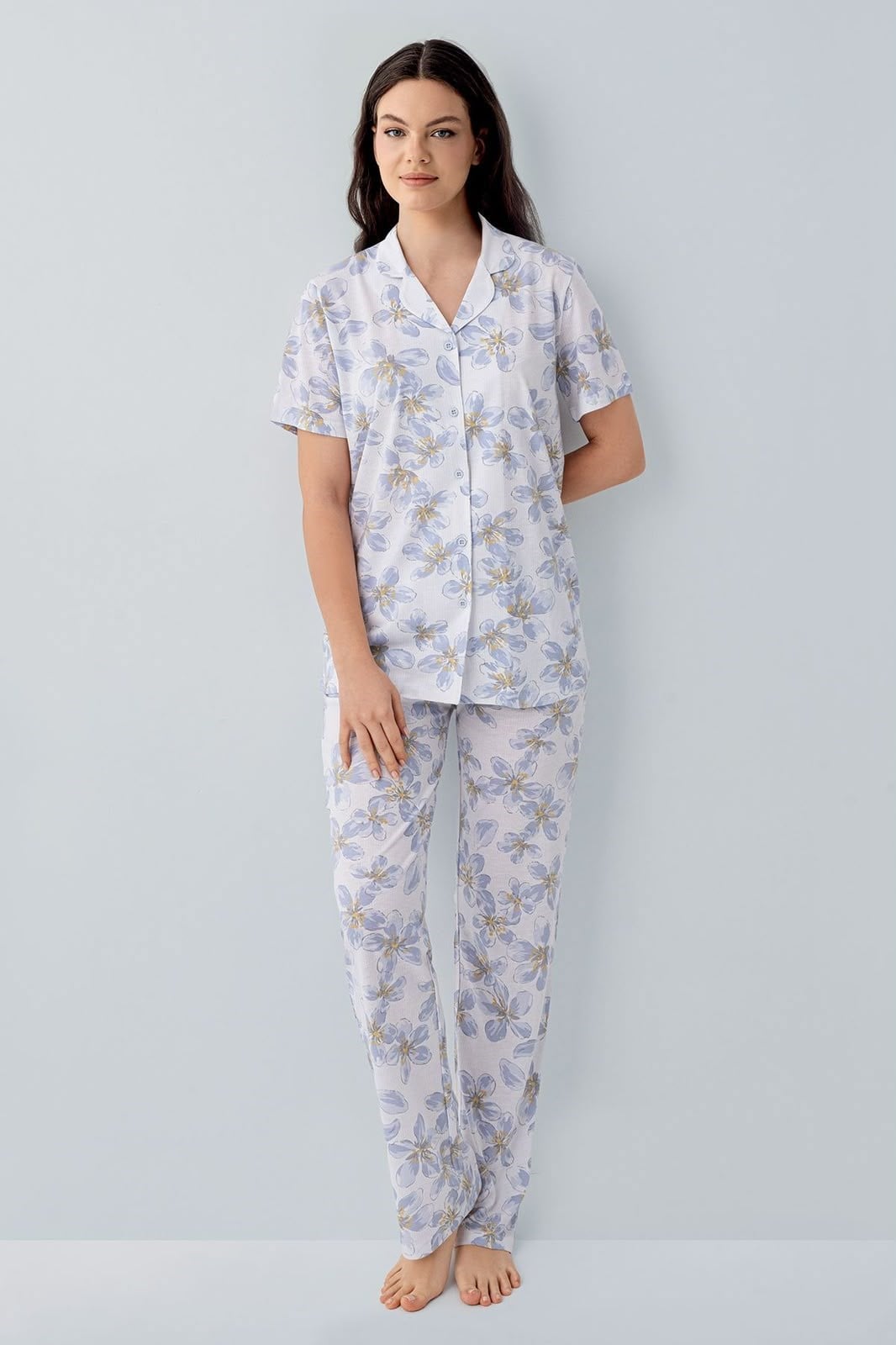 Arnetta Bayan O Yaka Kısa Kol Pijama Takım AÇIK MAVİ Kadın Pijama Takımı ARNETTA