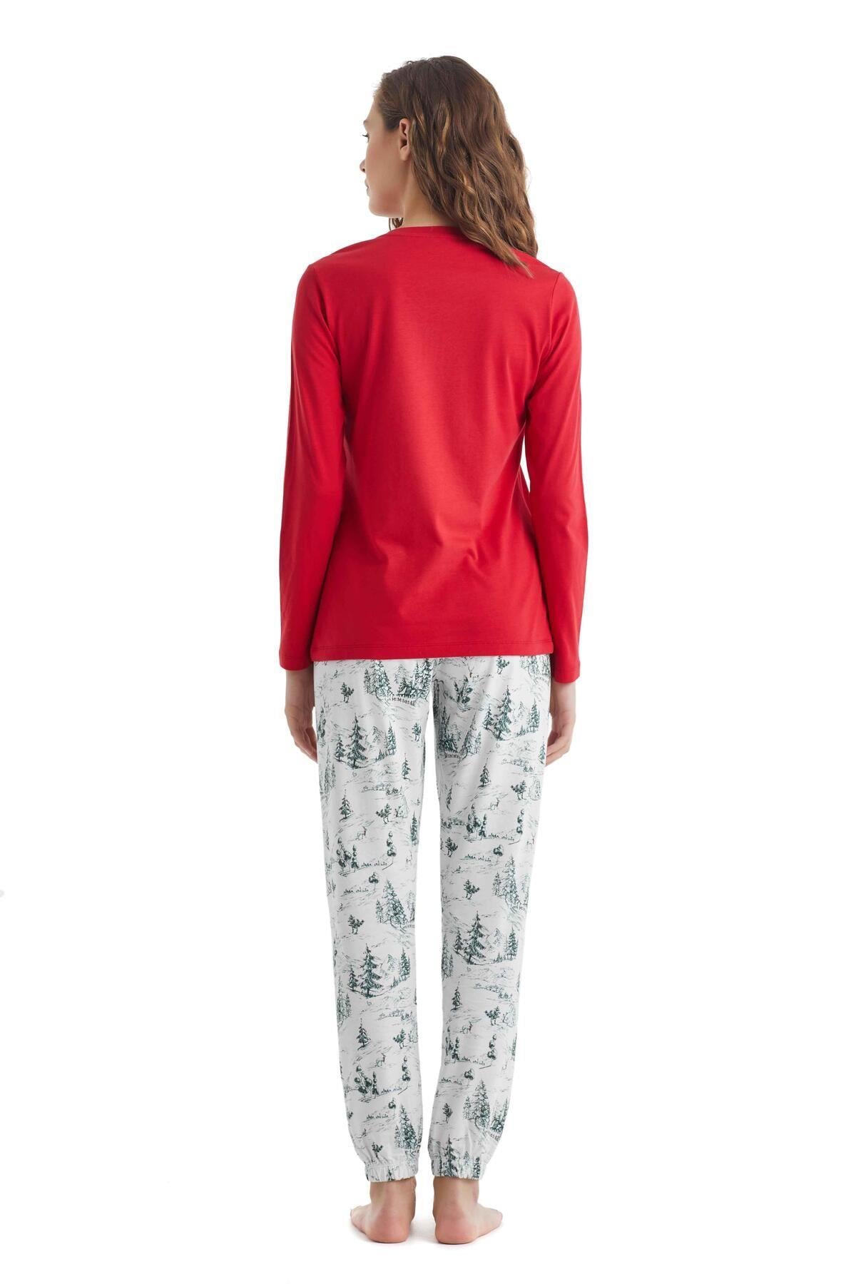 Blackspade Bayan Uzunkol Pijama Takım KIRMIZI KONFEKSİYON BLACKSPADE