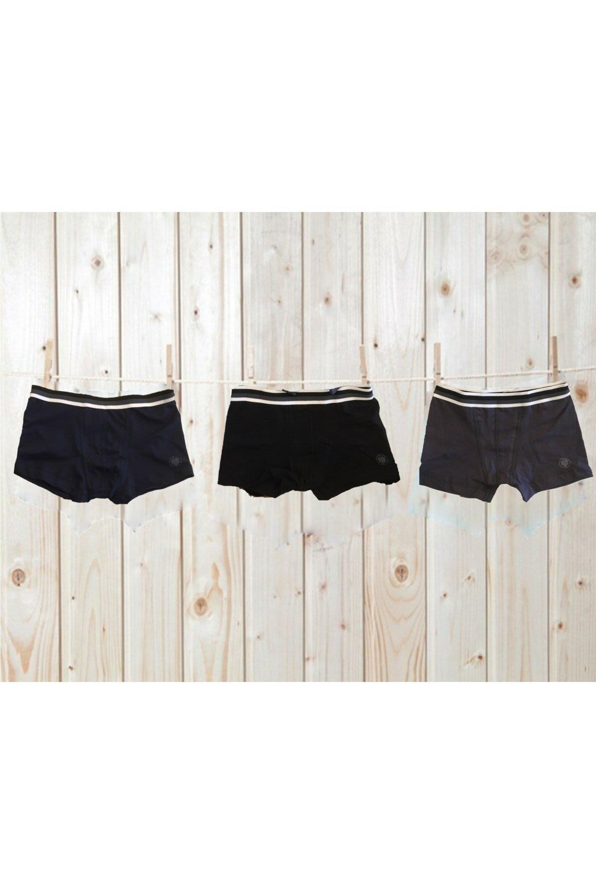 Blackspade Erkek  Çocuk Pamuklu 3'lü Boxer SİYAH ÇAMAŞIR BLACKSPADE