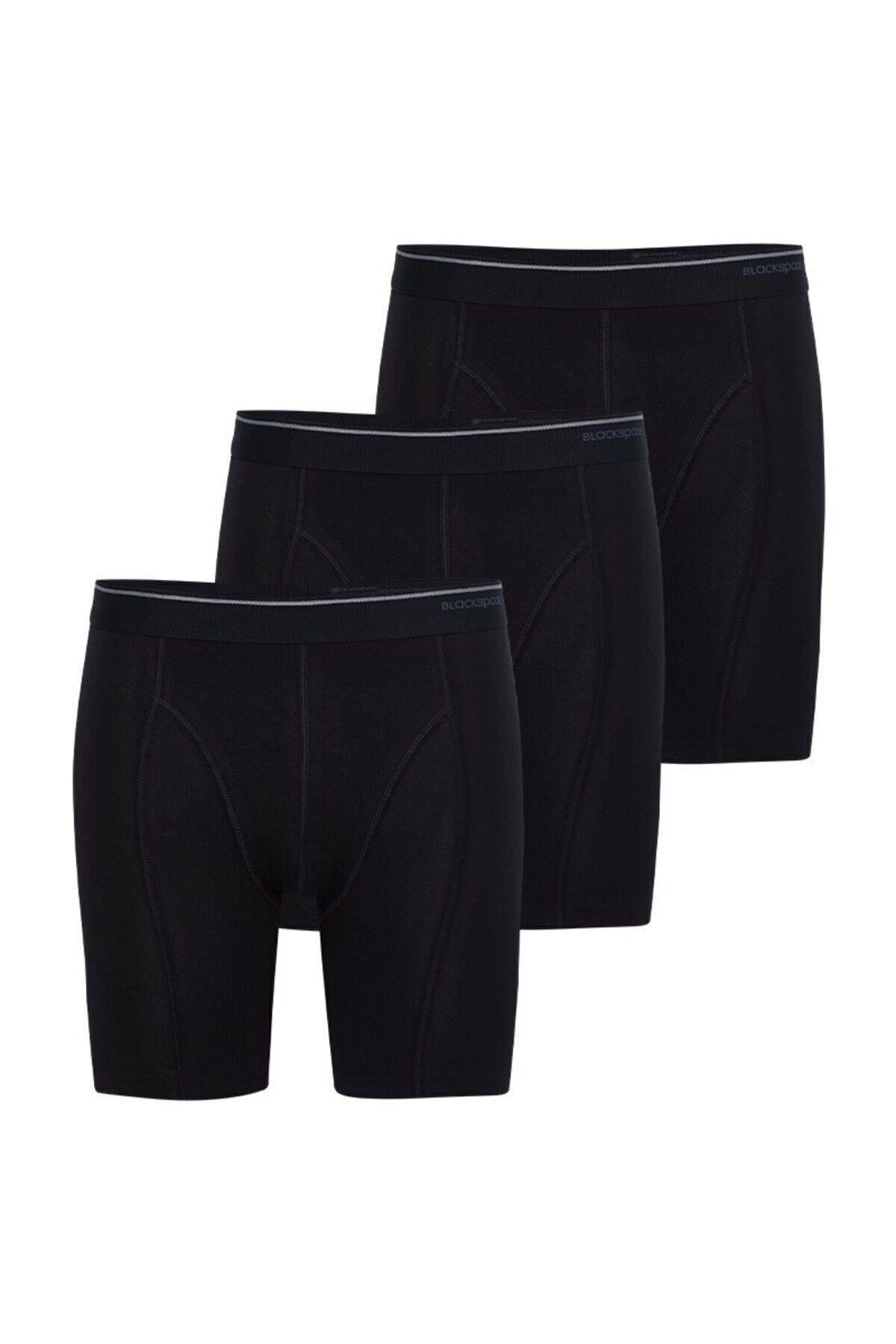 Blackspade Erkek Pamuklu Uzun Paça 3'lü Boxer SİYAH ÇAMAŞIR BLACKSPADE