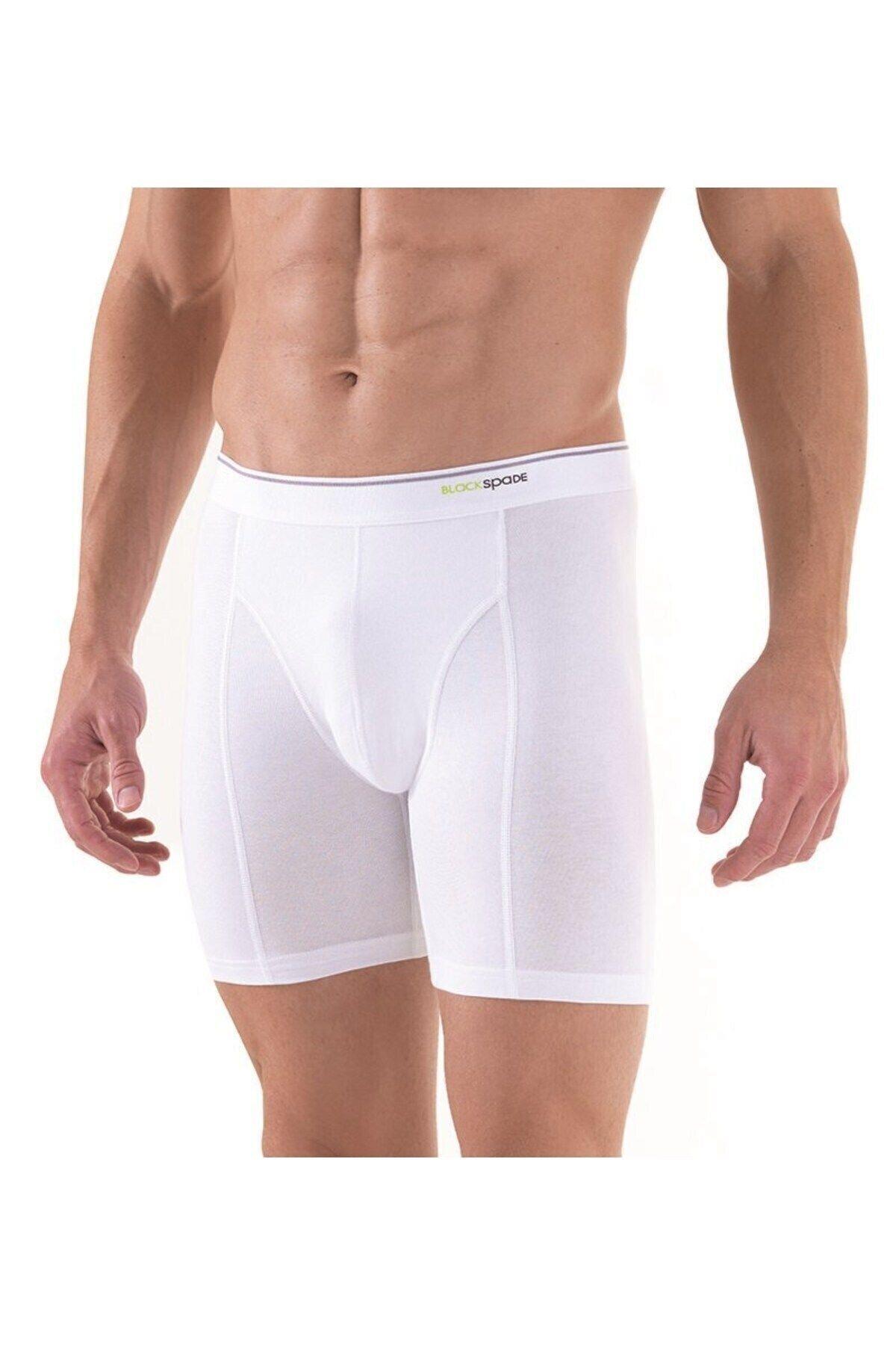 Blackspade Erkek Pamuklu Uzun Paça 3'lü Boxer BEYAZ ÇAMAŞIR BLACKSPADE