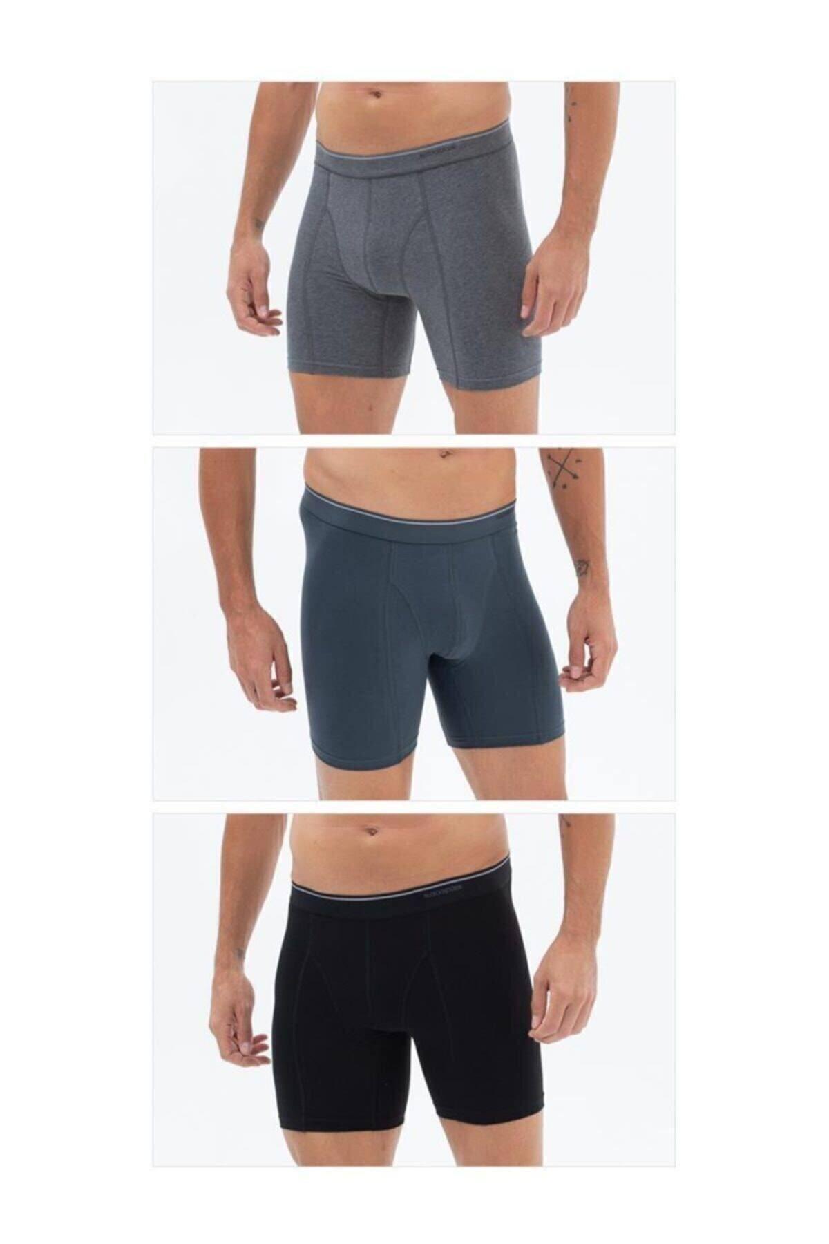 Blackspade Erkek Pamuklu Uzun Paça 3'lü Boxer RENKLİ-954 ÇAMAŞIR BLACKSPADE