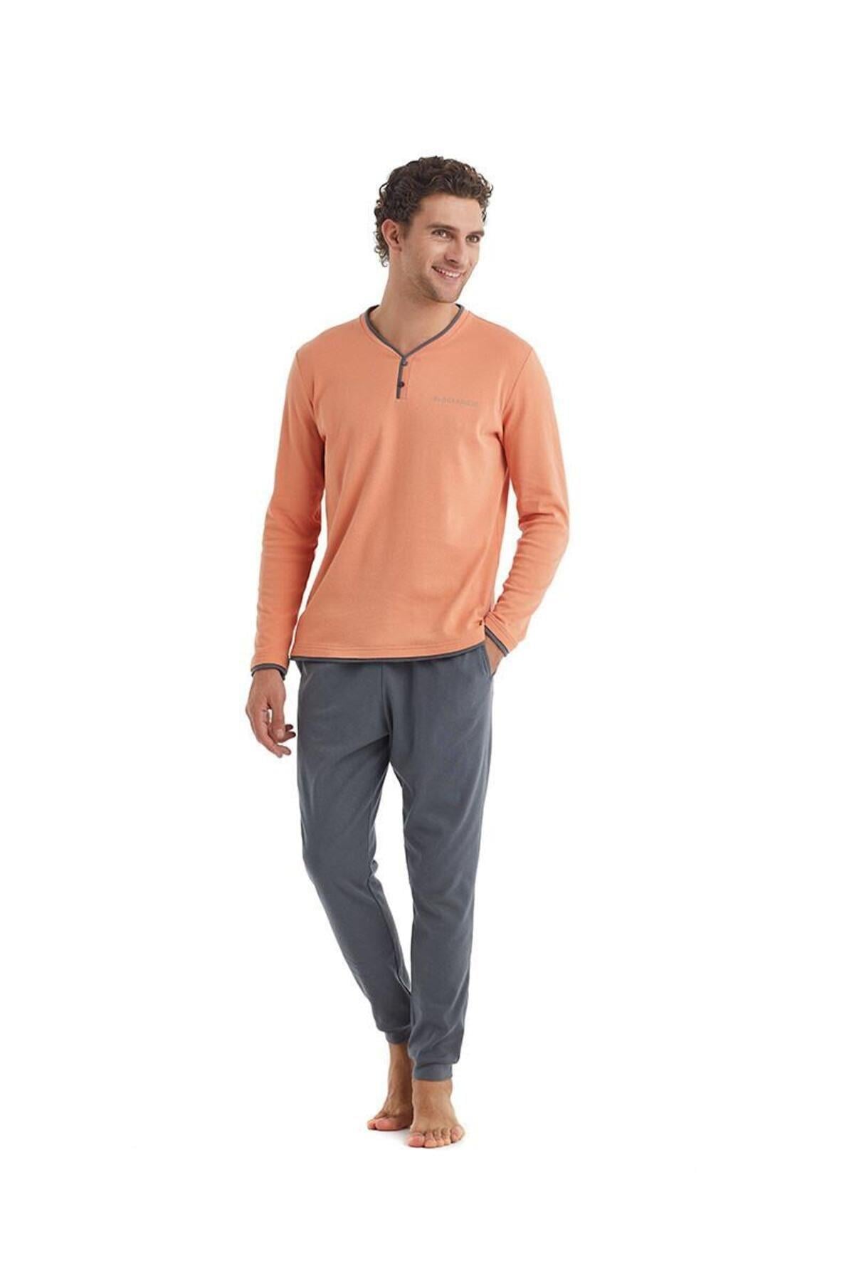 Blackspade Erkek Uzunkol Pijama Takım TURUNCU KONFEKSİYON BLACKSPADE