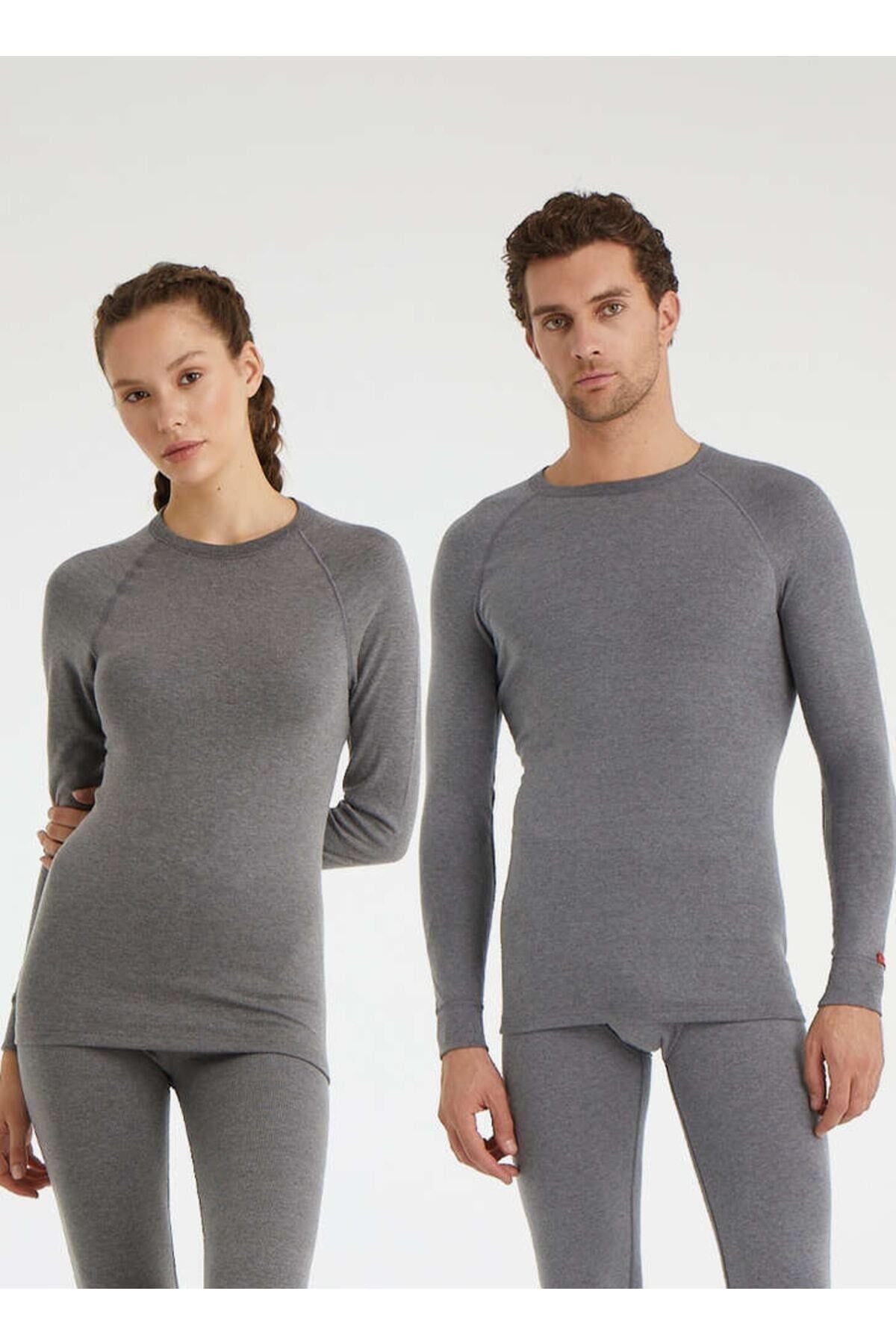 Blackspade Unisex 2.Seviye Termal O Yaka Uzunkol Tişört GRİ MELANJ TERMAL BLACKSPADE