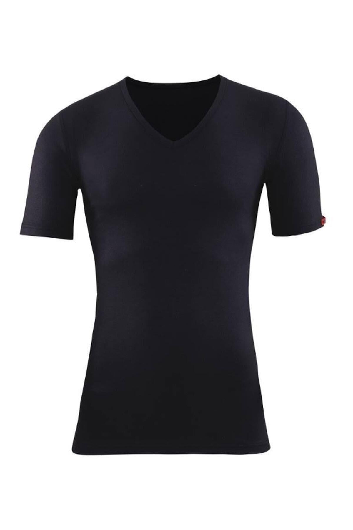 Blackspade Unisex 2. Seviye Kısakol V Yaka Termal Tişört SİYAH TERMAL BLACKSPADE