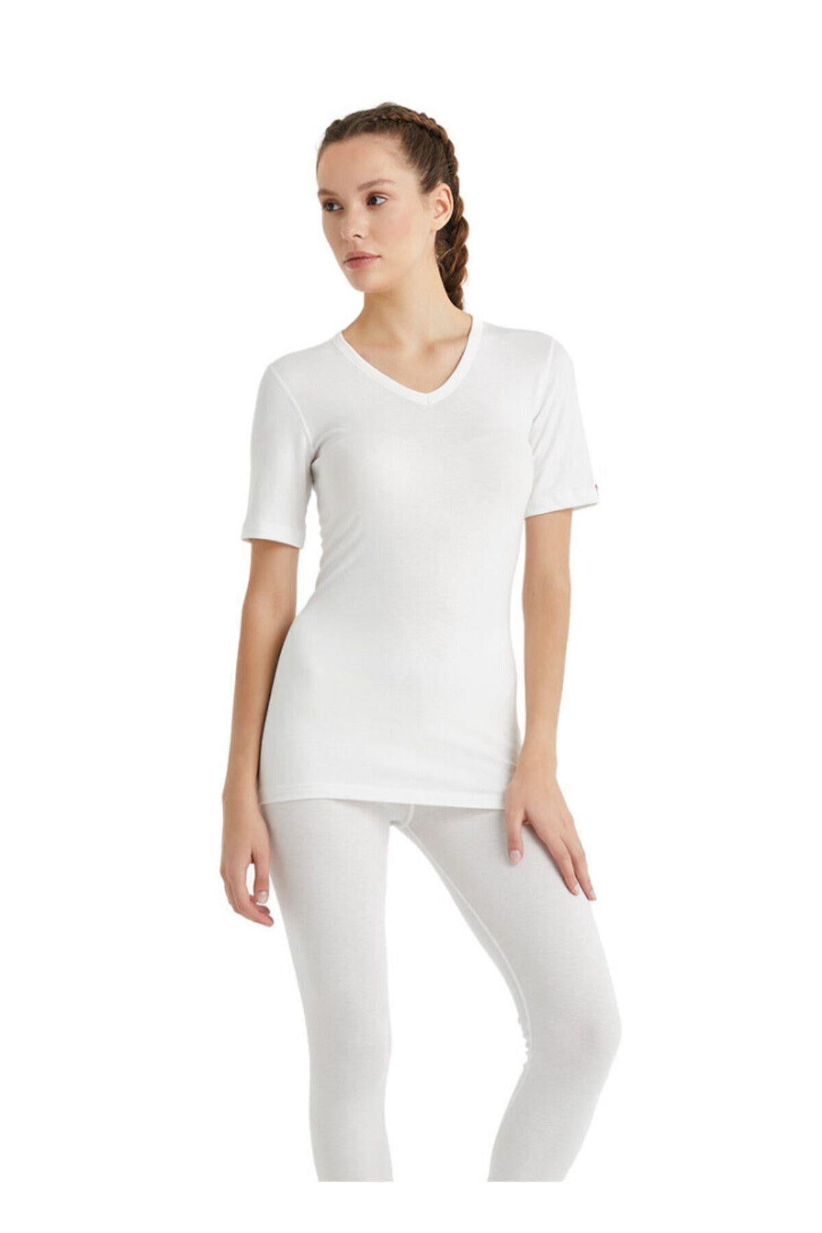 Blackspade Unisex 2. Seviye Kısakol V Yaka Termal Tişört BEYAZ TERMAL BLACKSPADE
