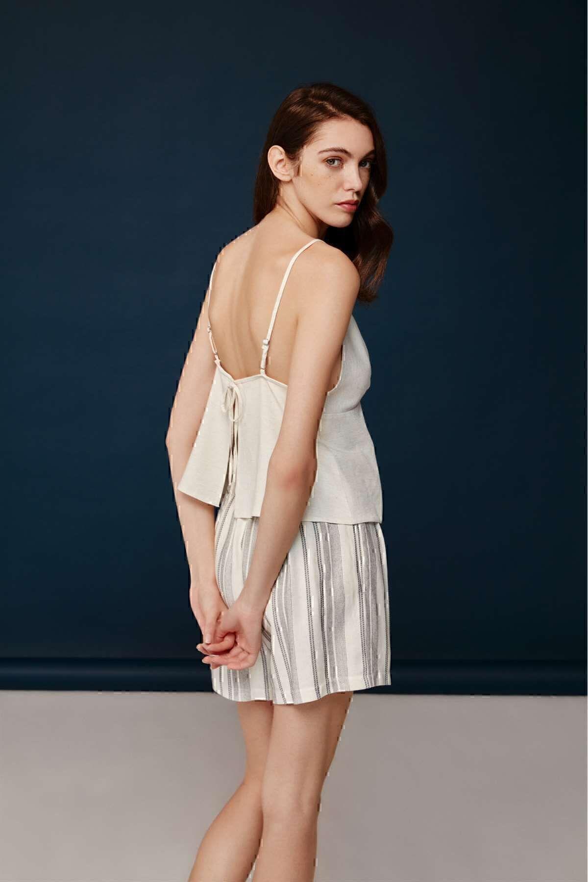 Bonnıe&Clyde Bayan Viskon Şortlu Takım EKRU CEYİZ BONNİE&CLYDE