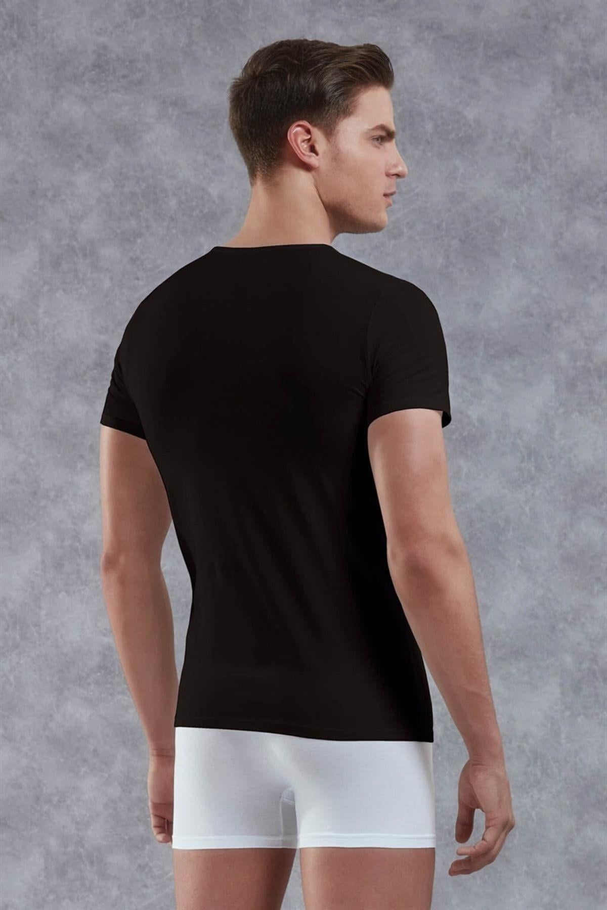Doreanse Erkek Modal V Yaka Kısa Kol T-Shirt SİYAH ÇAMAŞIR DOREANSE