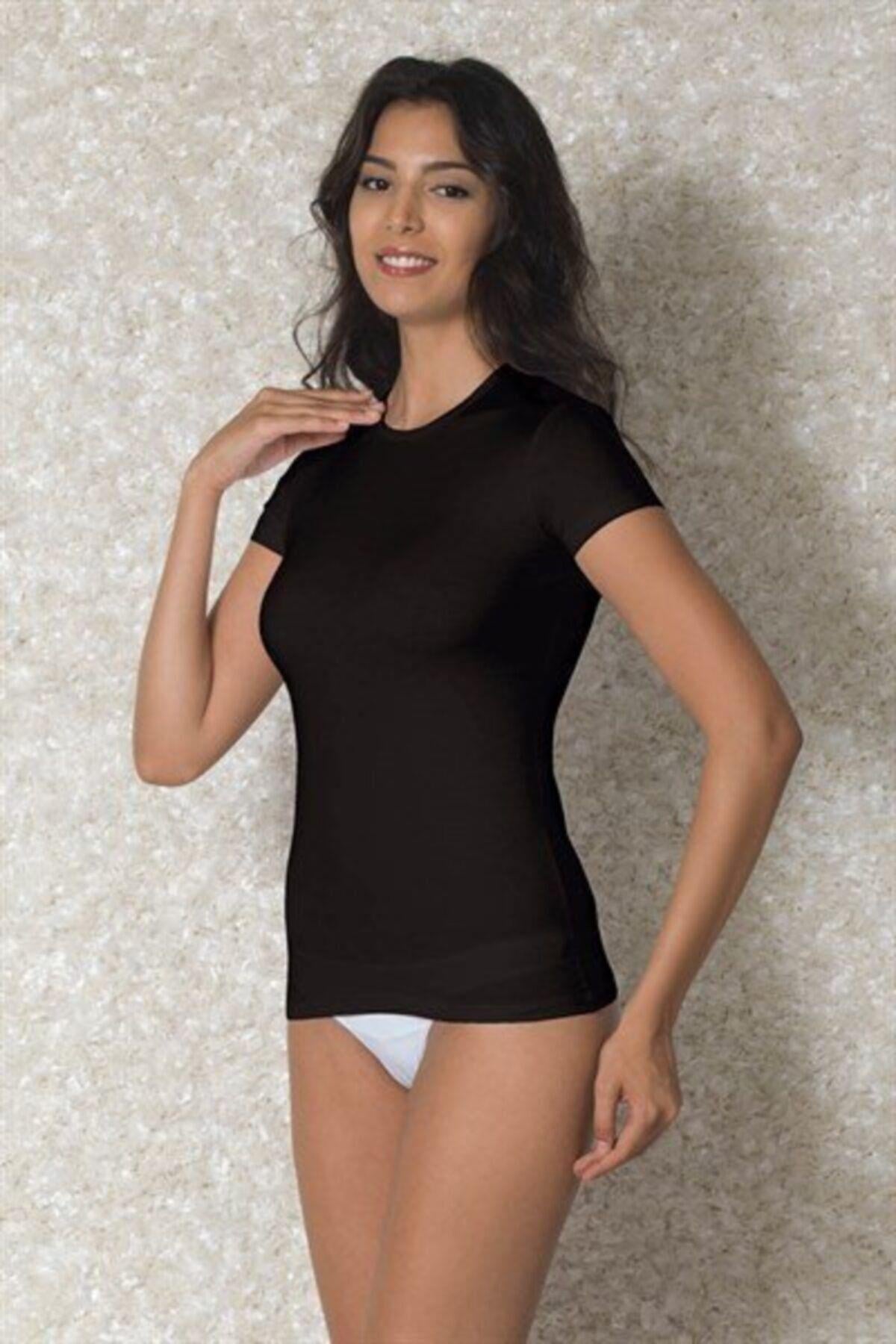 Doreanse Kadın Modal Yuvarlak Yaka Kısa Kollu T-Shirt SİYAH ÇAMAŞIR DOREANSE