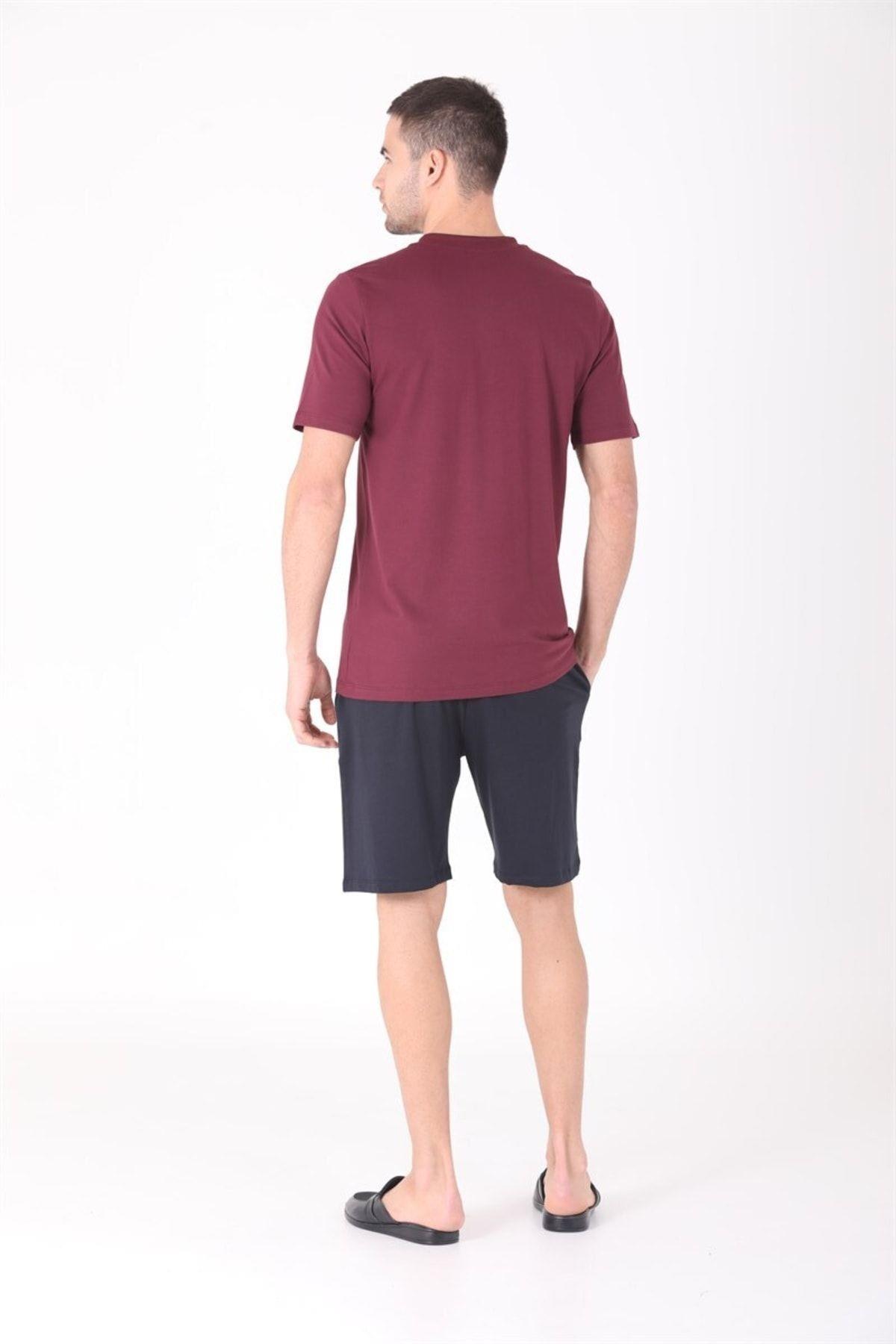 D's Damat Erkek Moda Pamuklu 4'lü Pijama Takım BORDO CEYİZ D'S DAMAT