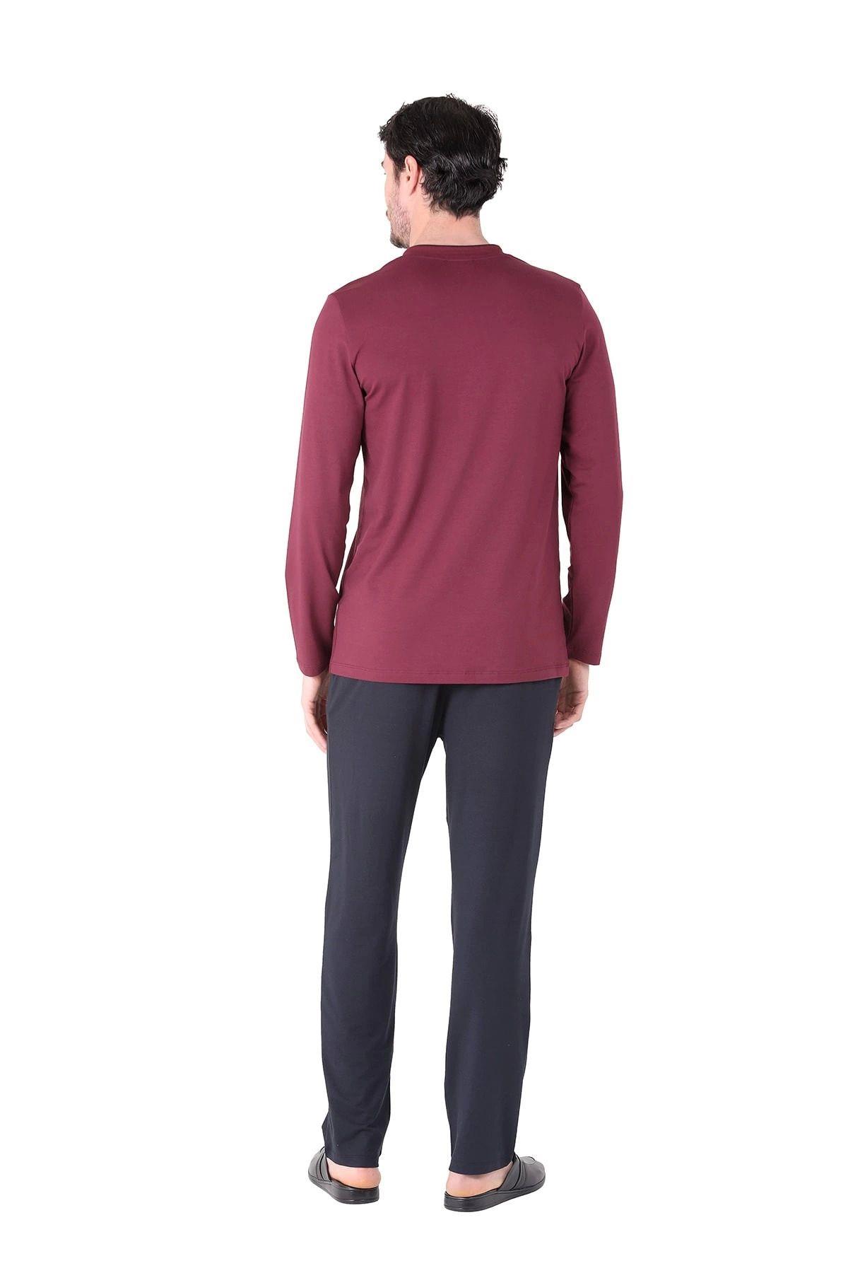 D'S Damat Erkek Modal Uzun Kol Pijama Takım BORDO CEYİZ D'S DAMAT
