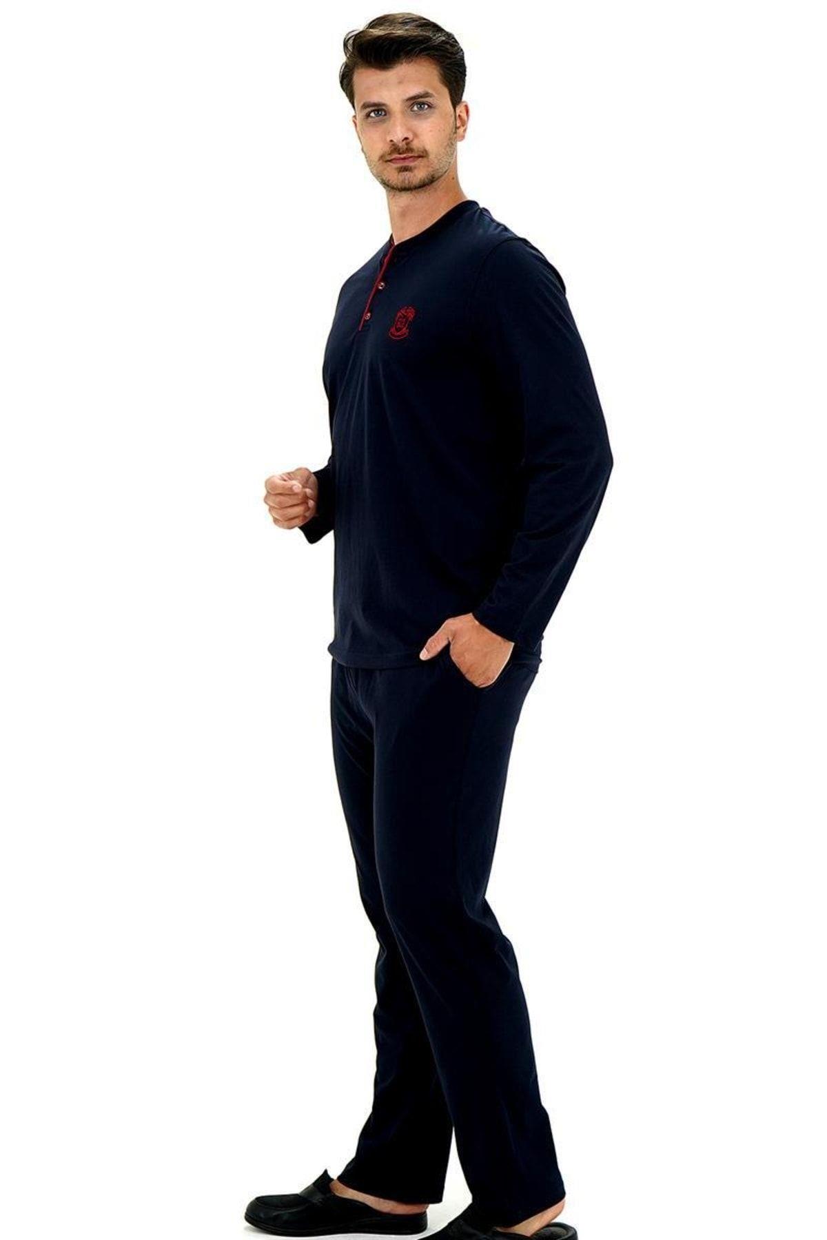 D's Damat Erkek Uzun Kollu Pijama Takımı LACİVERT CEYİZ D'S DAMAT