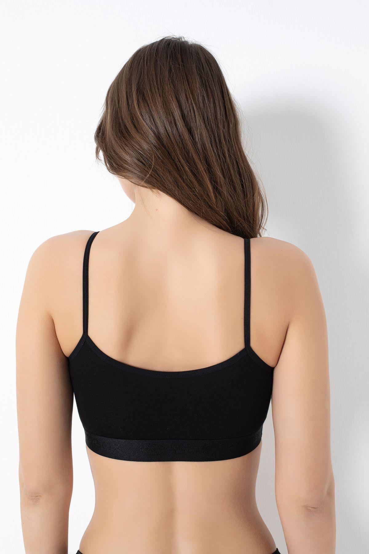 G-Box Bayan Bamboo İp Askılı Pedli  Büstiyer SİYAH ÇAMAŞIR G-BOX