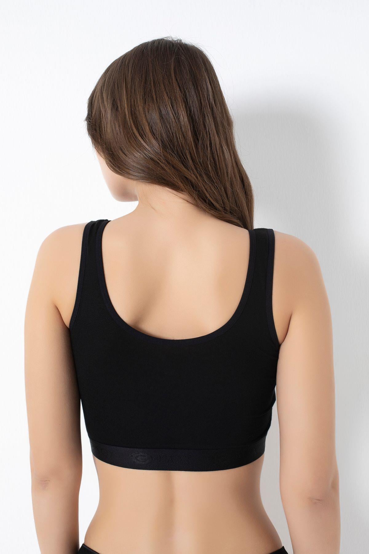 G-Box Bayan Bamboo Kalın Askılı Pedli  Büstiyer SİYAH ÇAMAŞIR G-BOX