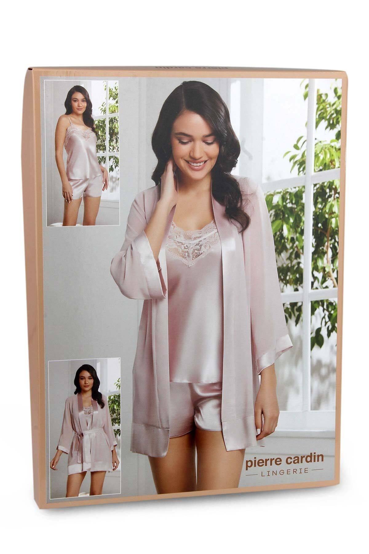 Pierre Cardin Bayan 3'lü Saten Takım PUDRA CEYİZ PİERRE CARDİN