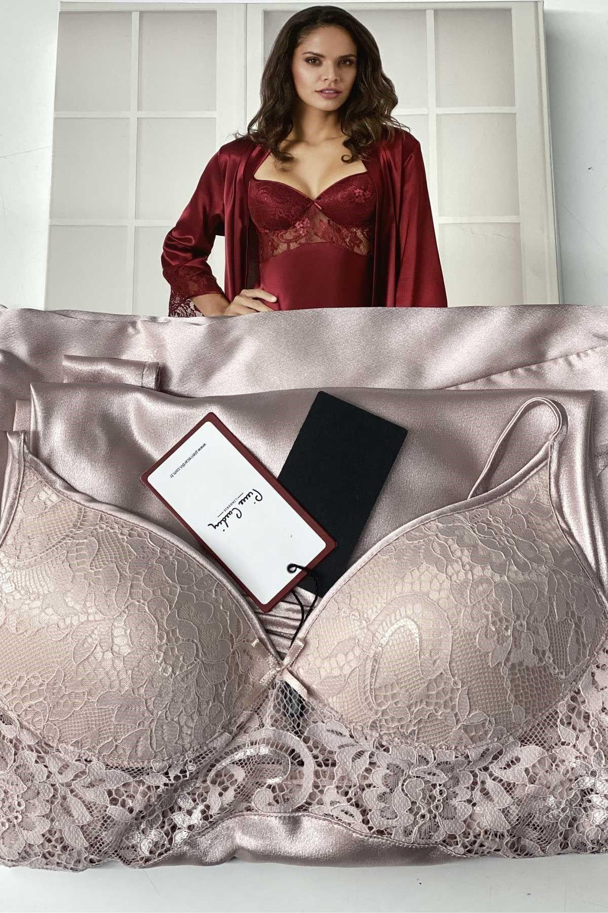 Pierre Cardin Bayan 4'lü Saten Takım EKRU CEYİZ PİERRE CARDİN