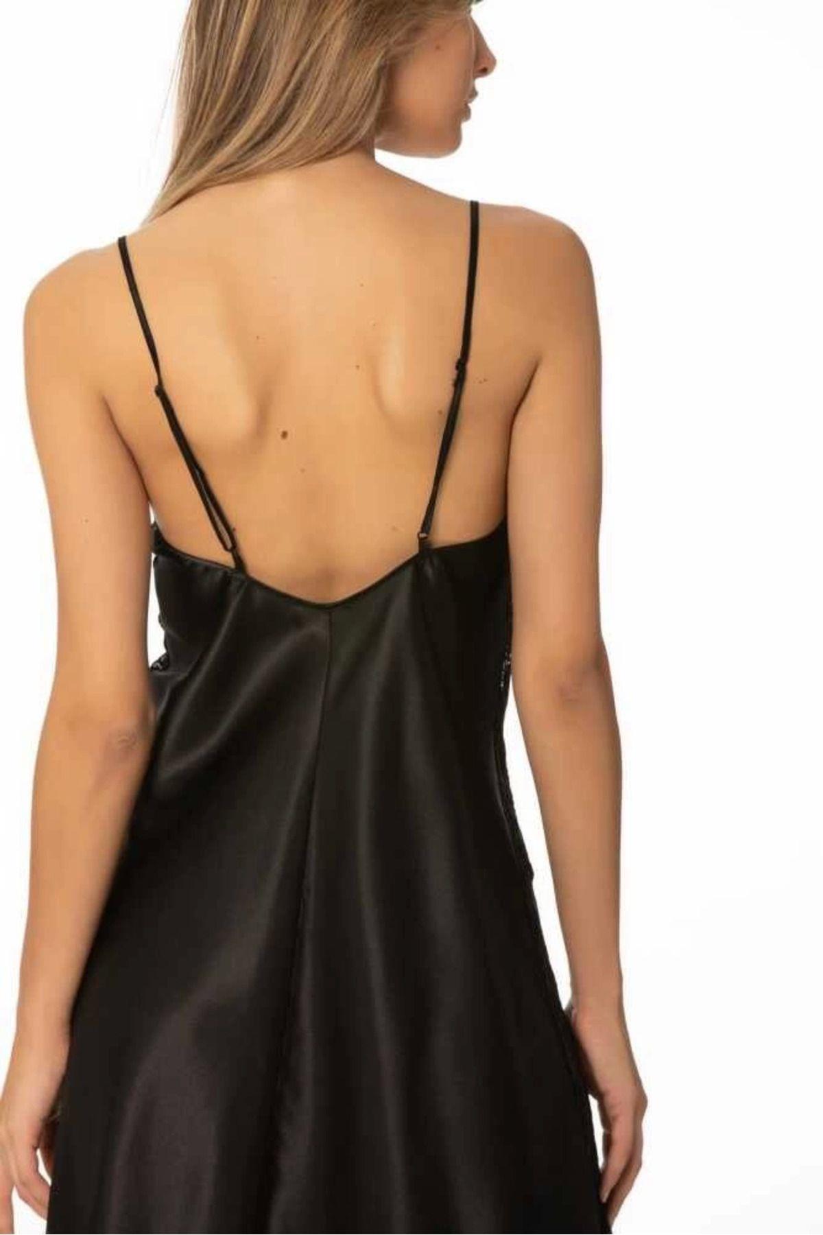 Pierre Cardin Bayan Saten Gecelik SİYAH CEYİZ PİERRE CARDİN