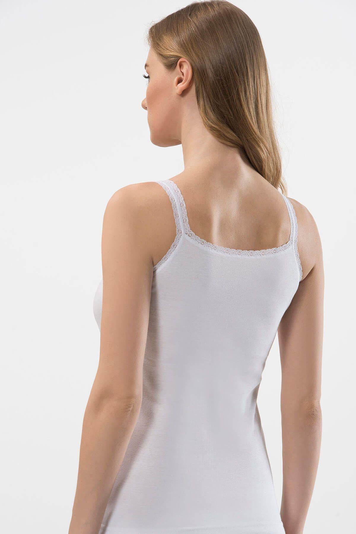 Türen Bayan Dantelli İp Askılı Pamuklu Atlet 2'li Paket BEYAZ ÇAMAŞIR TÜREN