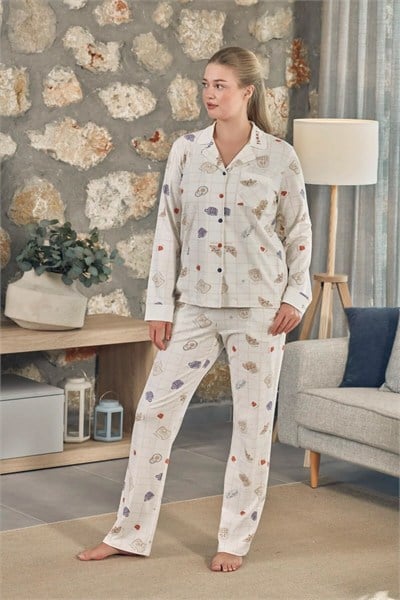Aqua Bayan Uzun Kol Pijama Takım DESENLİ Yeni Sezon AQUA