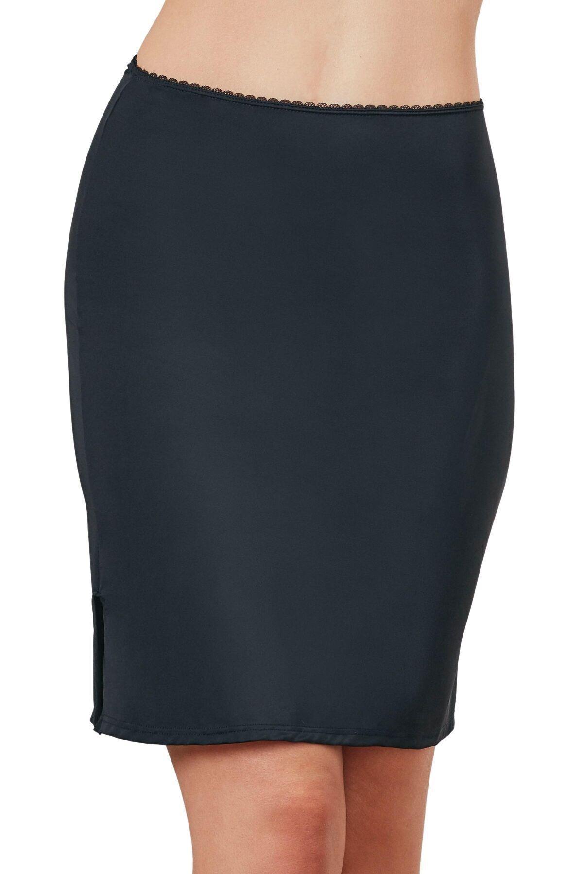 Anıl Bayan Mikropolyamid Diz Üstü Kısa Jüpon SİYAH ÇAMAŞIR ANIL