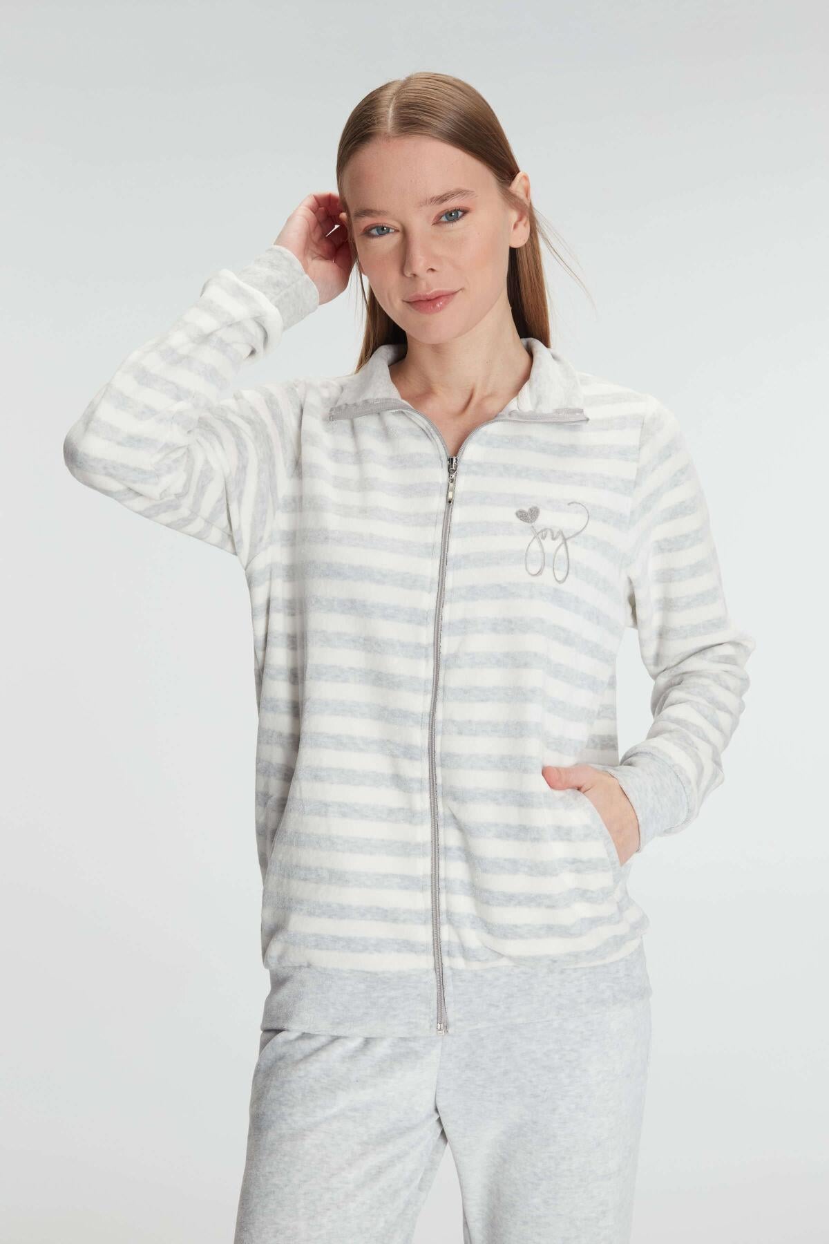 Anıl Bayan Pamuklu  Sweatshirt ve Pantolon Takım GRİ KONFEKSİYON ANIL