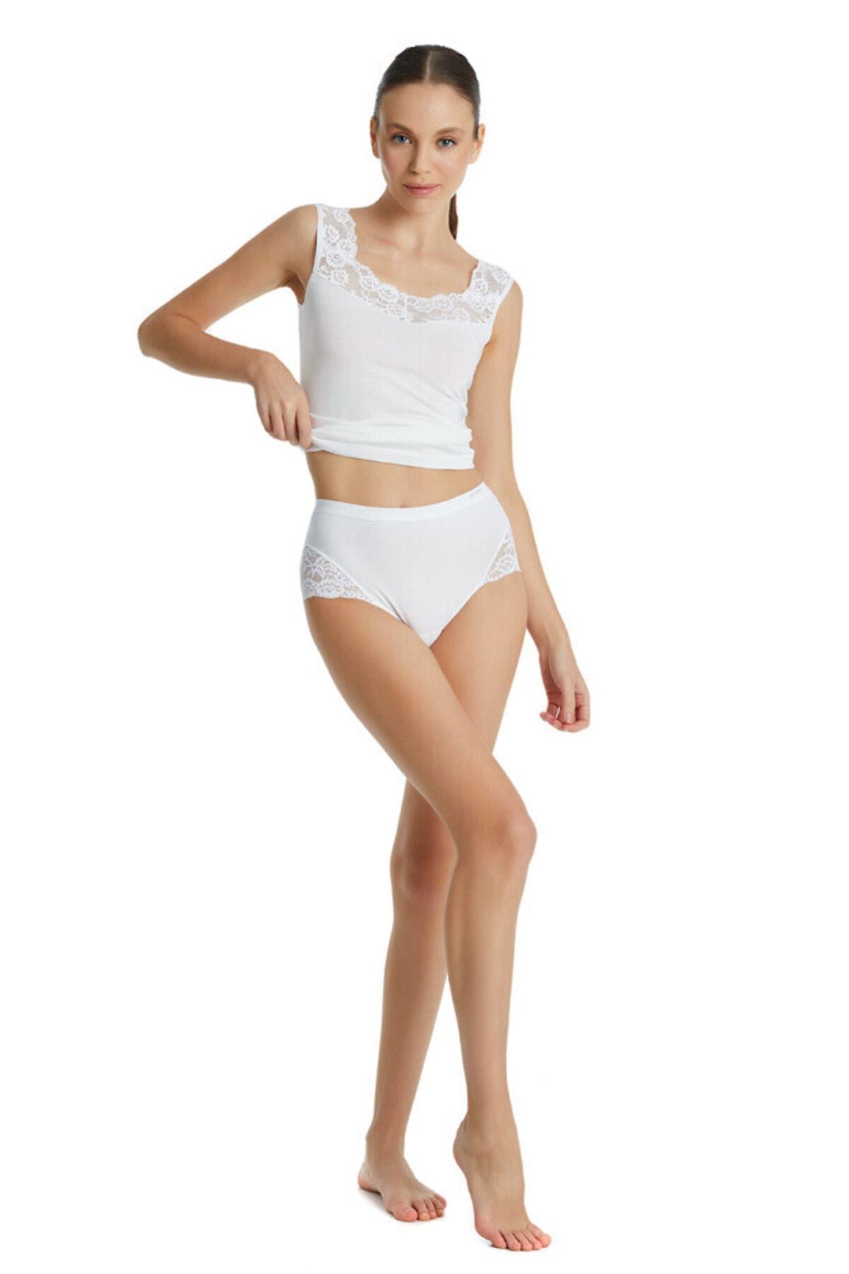 Blackspade Bayan Dantelli Yüksek Bel Külot BEYAZ ÇAMAŞIR BLACKSPADE