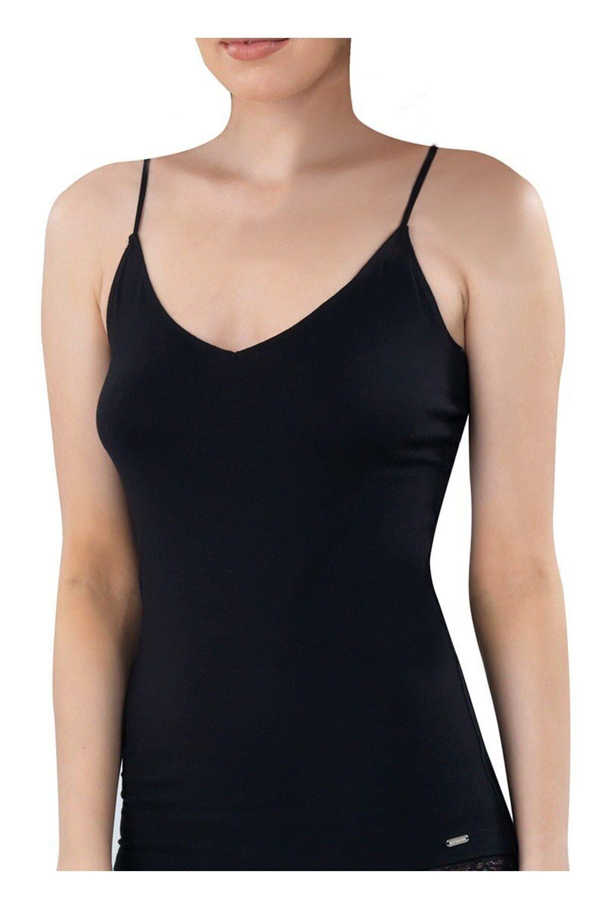 Blackspade Bayan Silver İp Askılı V Yaka Atlet SİYAH ÇAMAŞIR BLACKSPADE