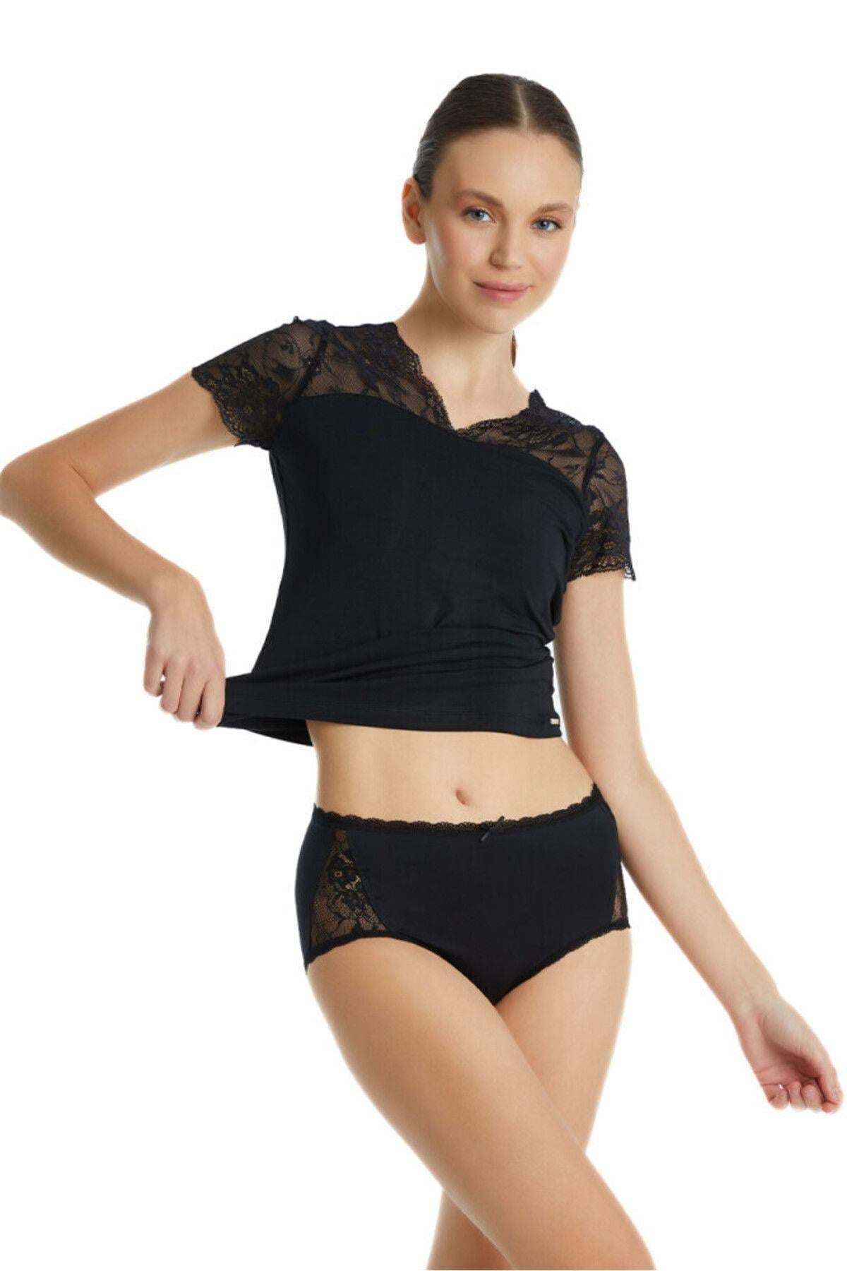 Blackspade Bayan Yüksek Bel Dantelli Külot SİYAH ÇAMAŞIR BLACKSPADE