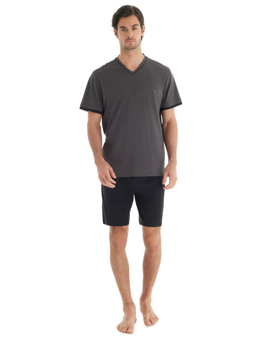 Blackspade Erkek 3'lü Kısa Kol  Pijama Takım ANTRASİT Erkek Pijama Takımı BLACKSPADE