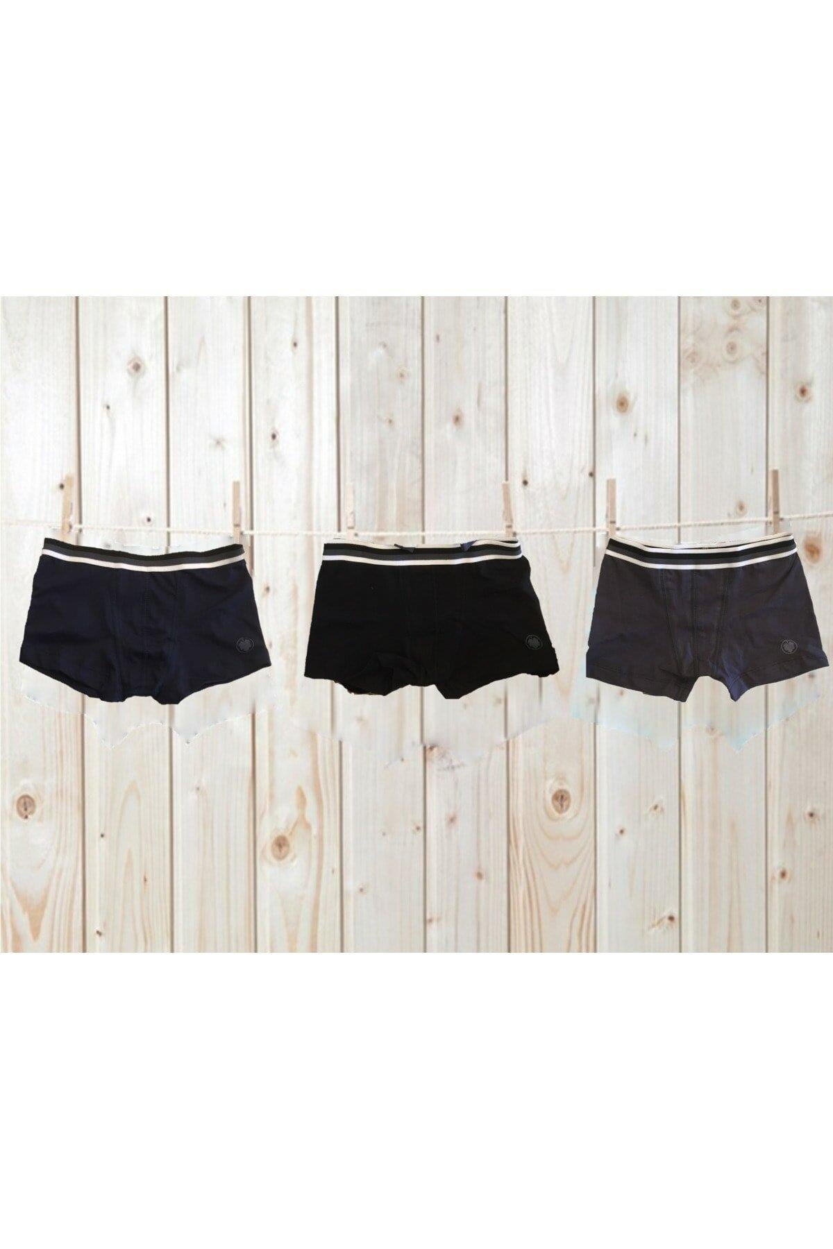 Blackspade Erkek  Çocuk Pamuklu 3'lü Boxer SİYAH ÇAMAŞIR BLACKSPADE