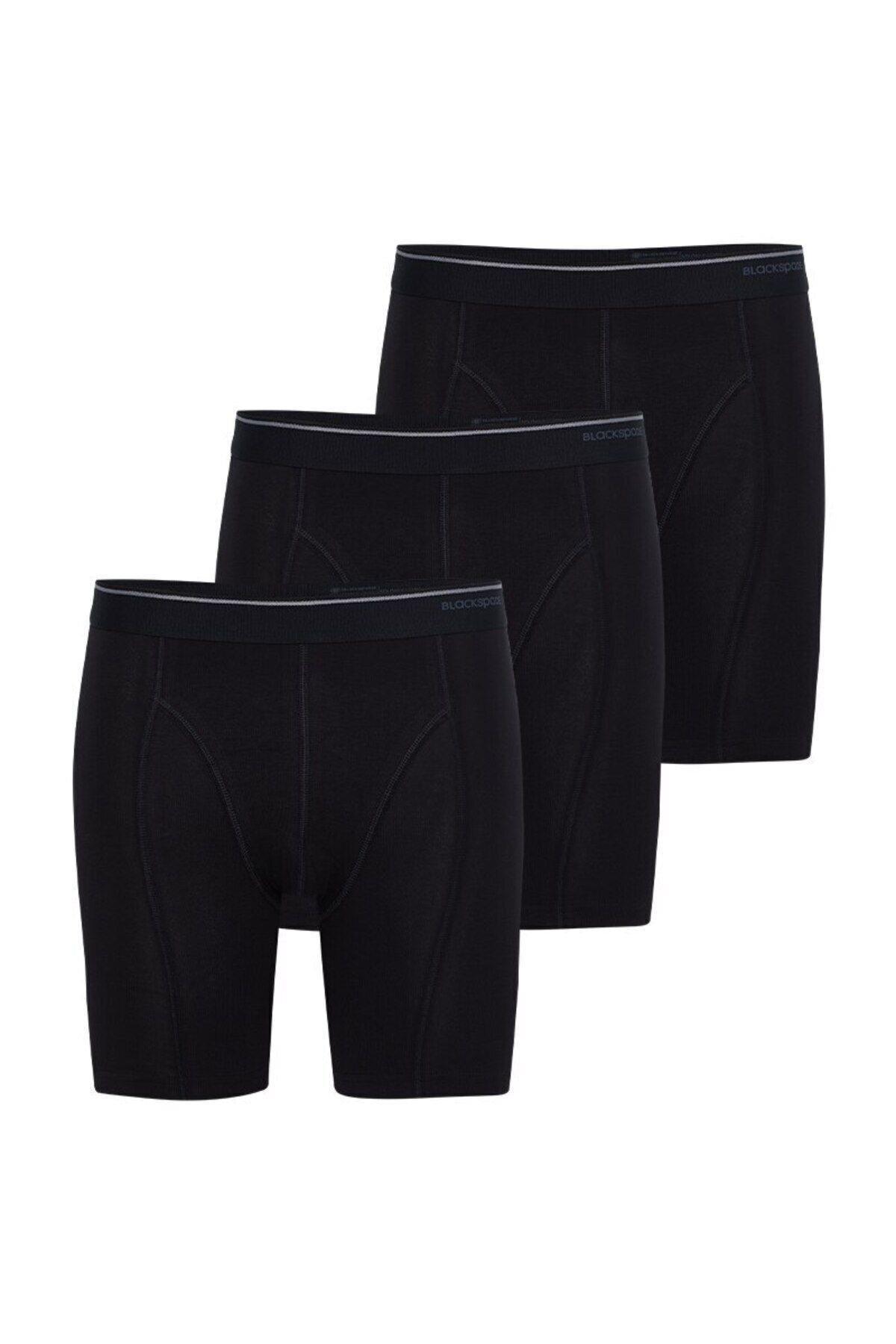 Blackspade Erkek Pamuklu Uzun Paça 3'lü Boxer SİYAH ÇAMAŞIR BLACKSPADE