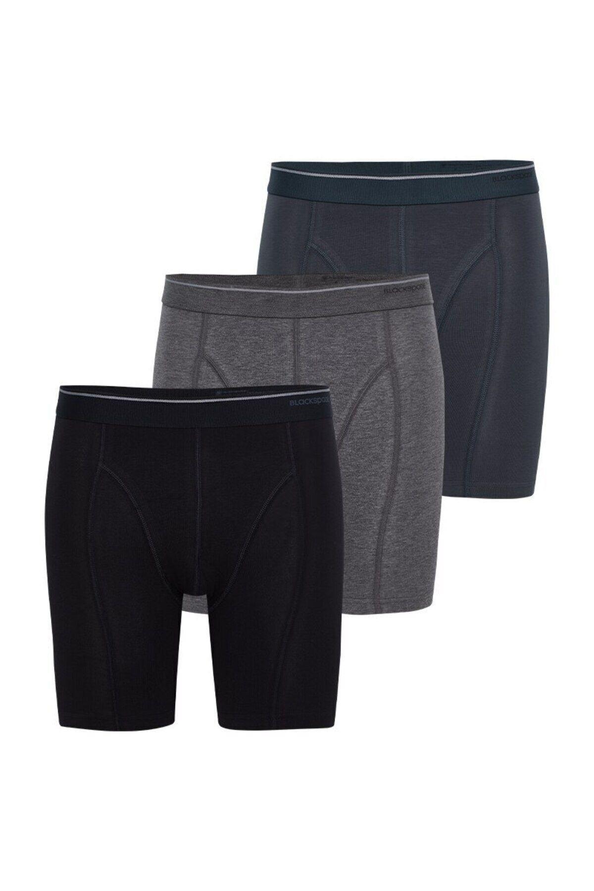 Blackspade Erkek Pamuklu Uzun Paça 3'lü Boxer RENKLİ-954 ÇAMAŞIR BLACKSPADE