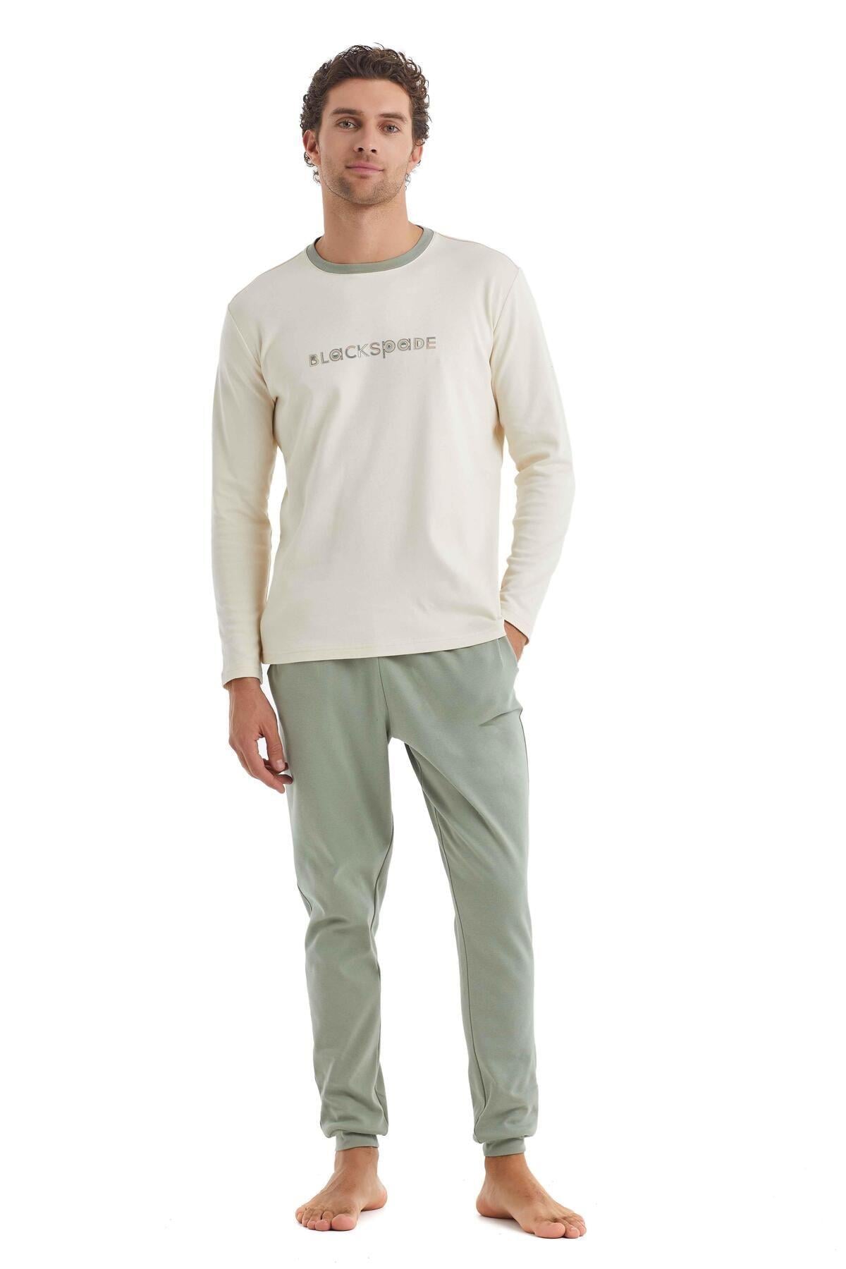 Blackspade Erkek Uzunkol Pijama Takım KREM KONFEKSİYON BLACKSPADE