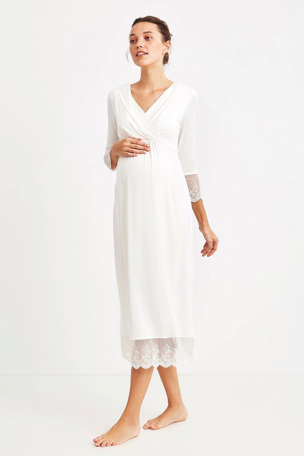 Catherien's Bayan Lohusa Dantelli Gecelik EKRU LOHUSA CATHERIENS