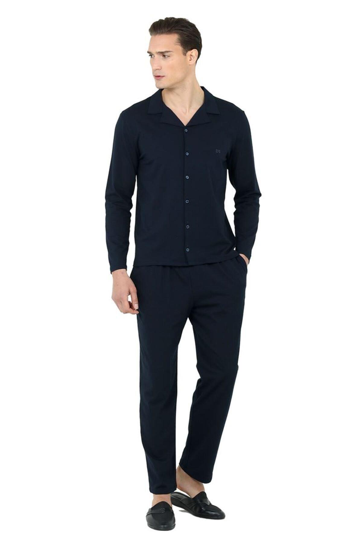 D's Damat Erkek  Klasik Pijama Takımı LACİVERT CEYİZ D'S DAMAT