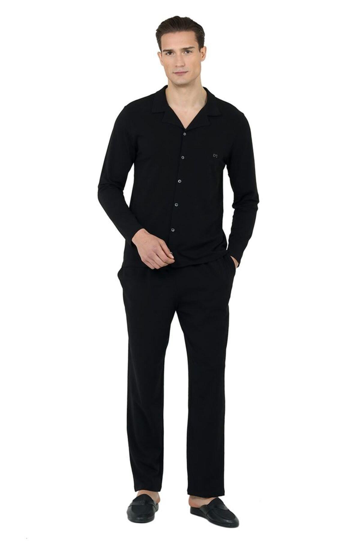 D's Damat Erkek  Klasik Pijama Takımı SİYAH CEYİZ D'S DAMAT