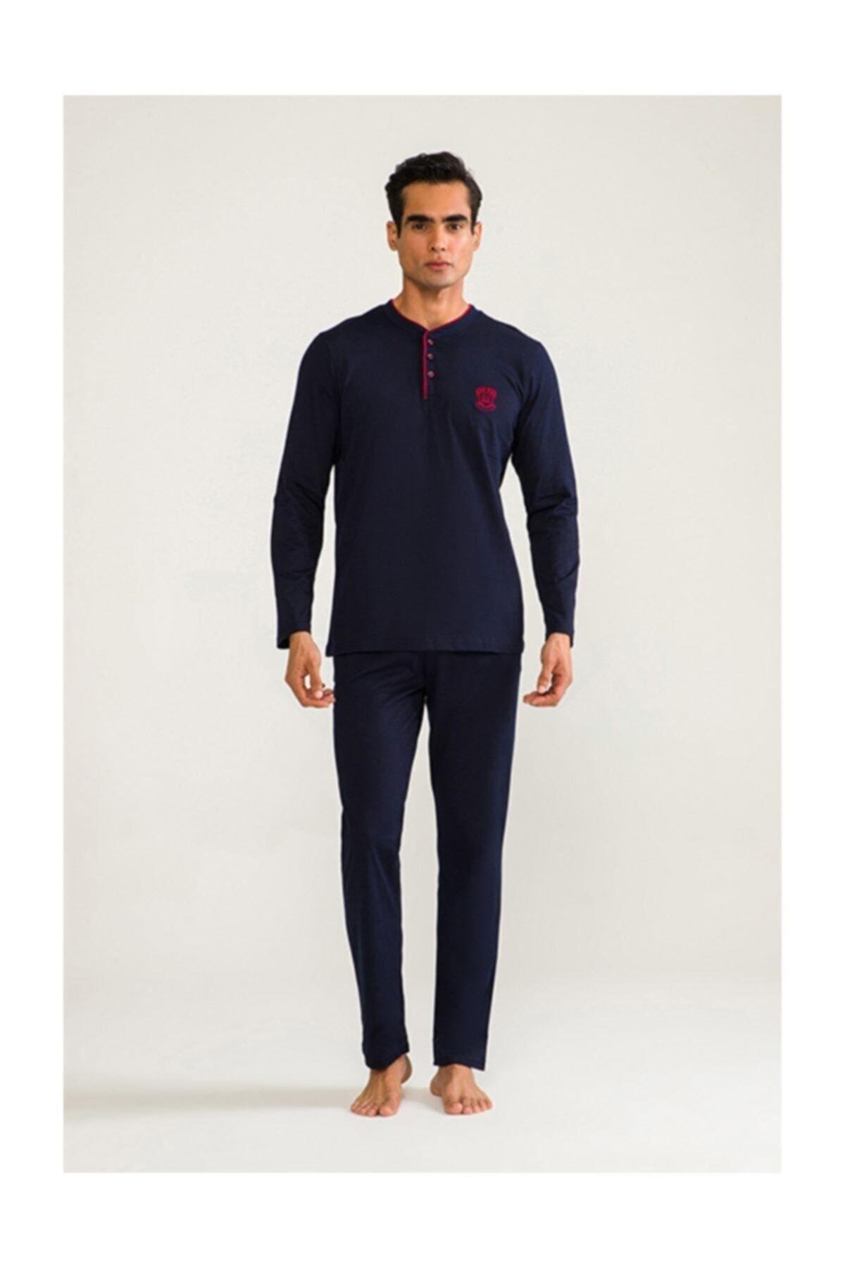 D's Damat Erkek Pamuklu 4'lü Pijama Takım LACİVERT CEYİZ D'S DAMAT
