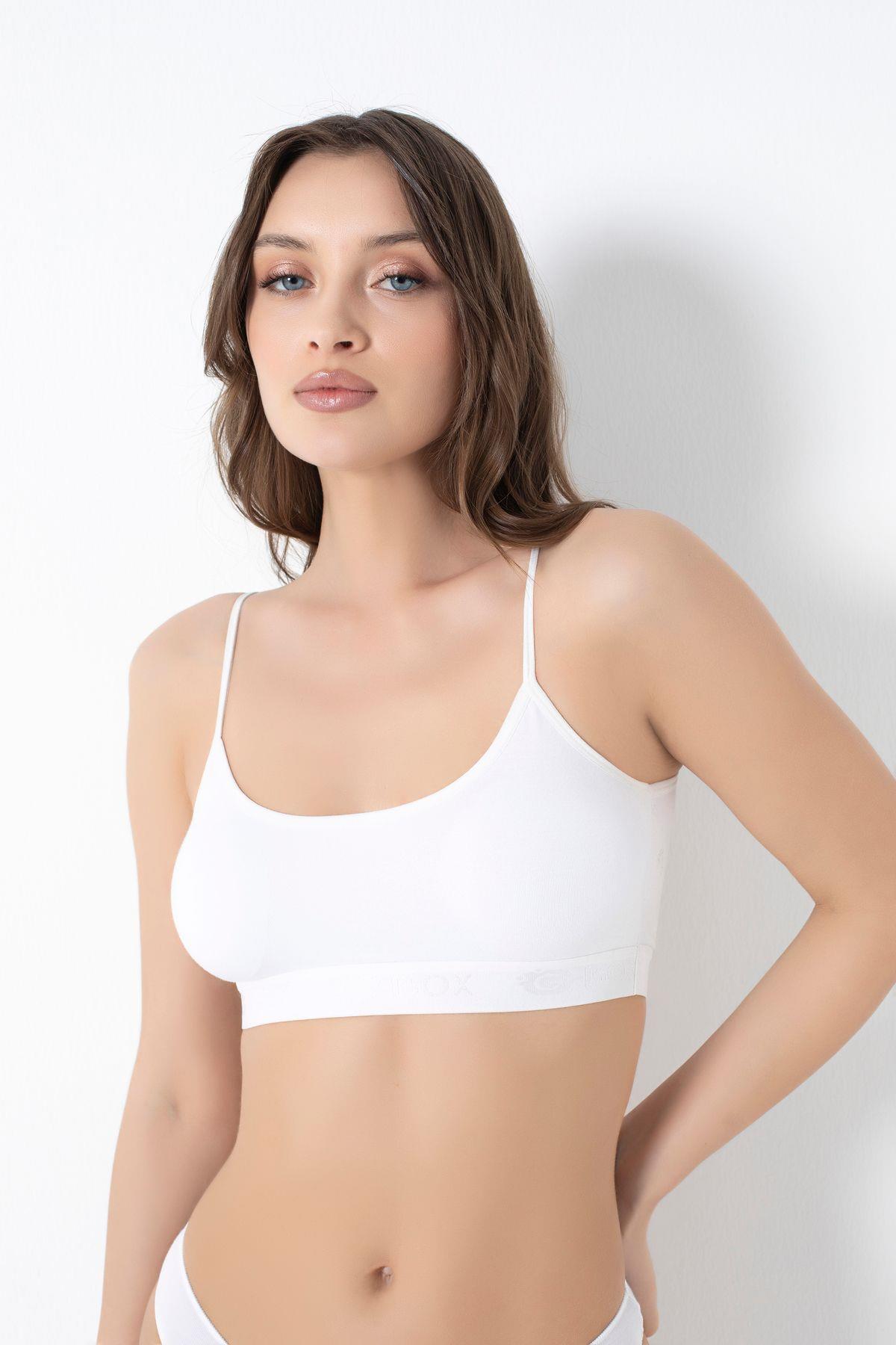 G-Box Bayan Bamboo İp Askılı Pedli  Büstiyer BEYAZ ÇAMAŞIR G-BOX