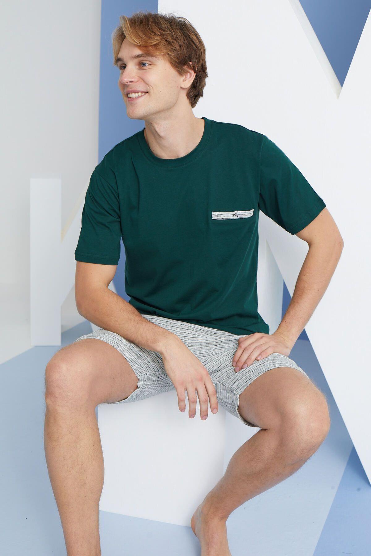 Kly Erkek Şortlu Pijama Takım YEŞİL KONFEKSİYON KLY
