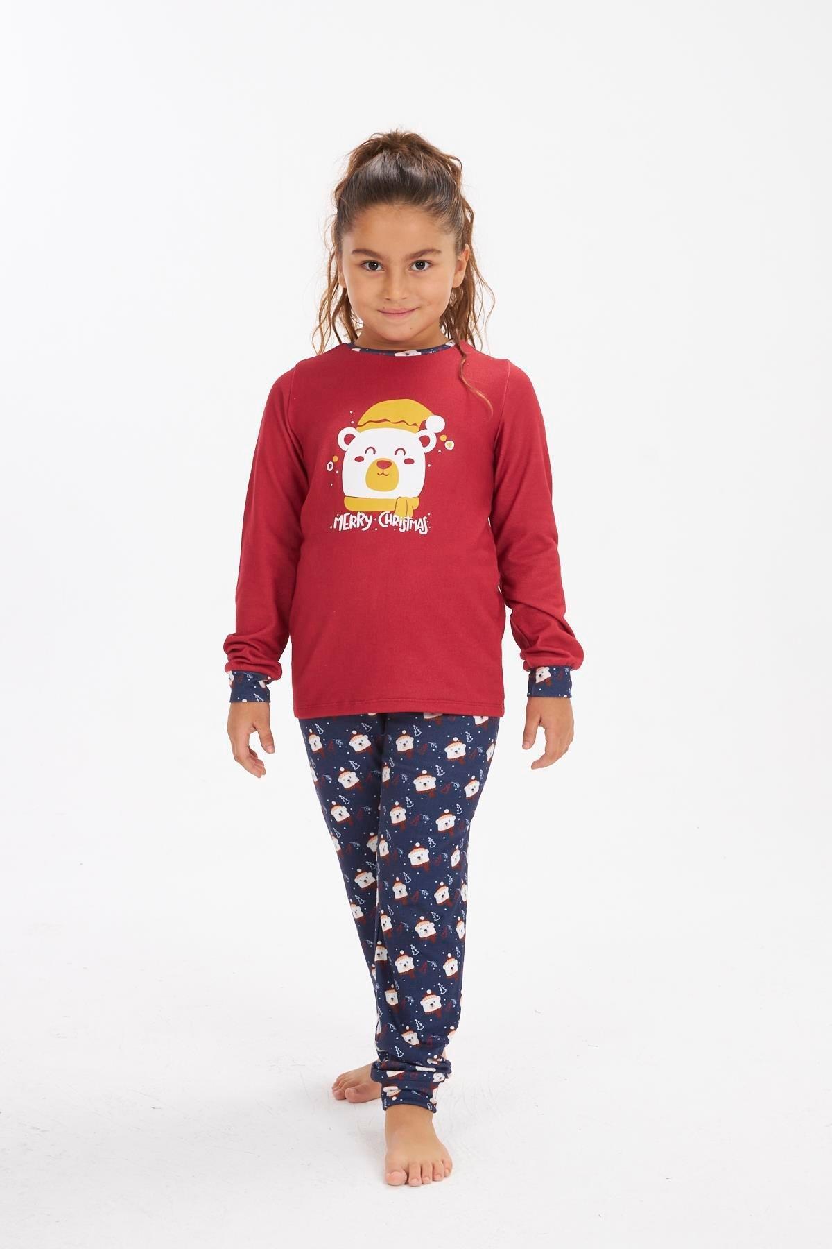 Lilian Çocuk  Sweet Teddy Termal Pijama Takım KIRMIZI KONFEKSİYON LİLİAN