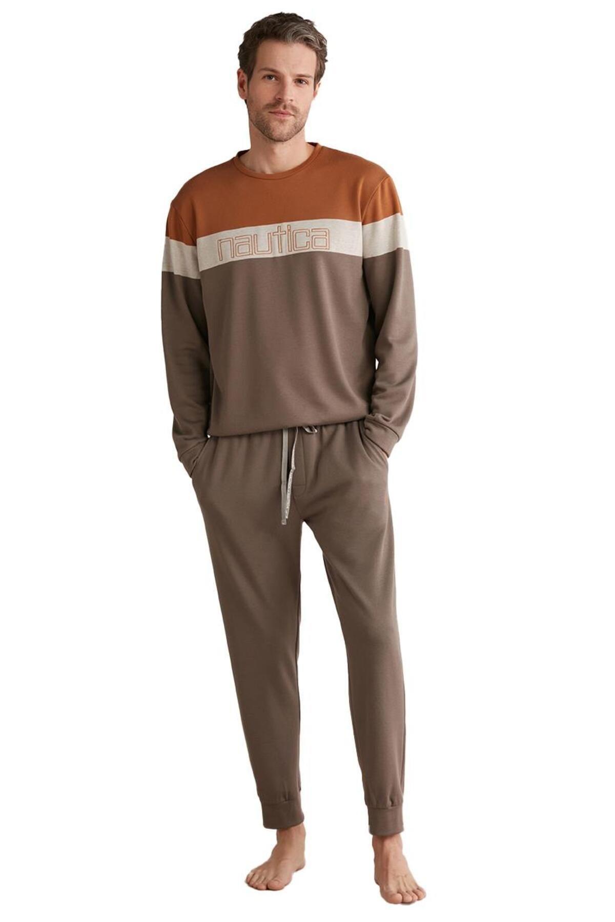 Nautıca Erkek Uzunkol Pijama Takım VİZON KONFEKSİYON NAUTICA