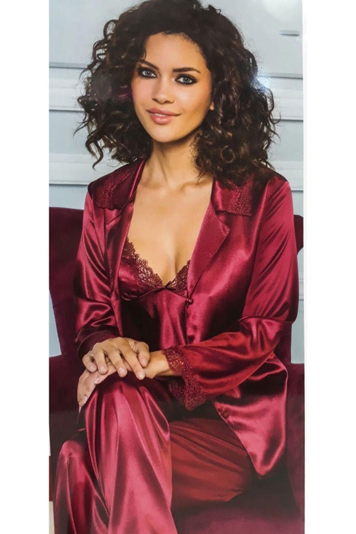 Pierre Cardin Bayan 6'lı Saten Takım BORDO CEYİZ PİERRE CARDİN