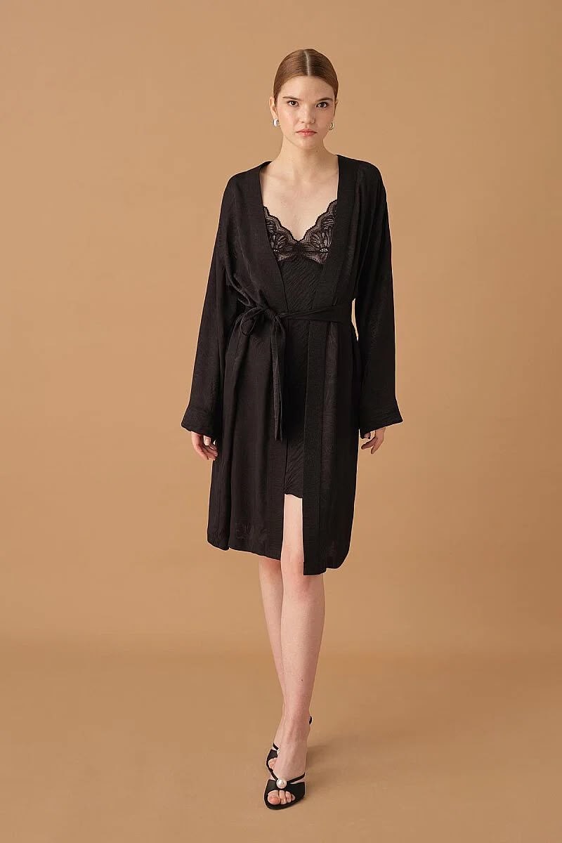 Pierre Cardin Bayan 7'li Saten Takım SİYAH CEYİZ PİERRE CARDİN