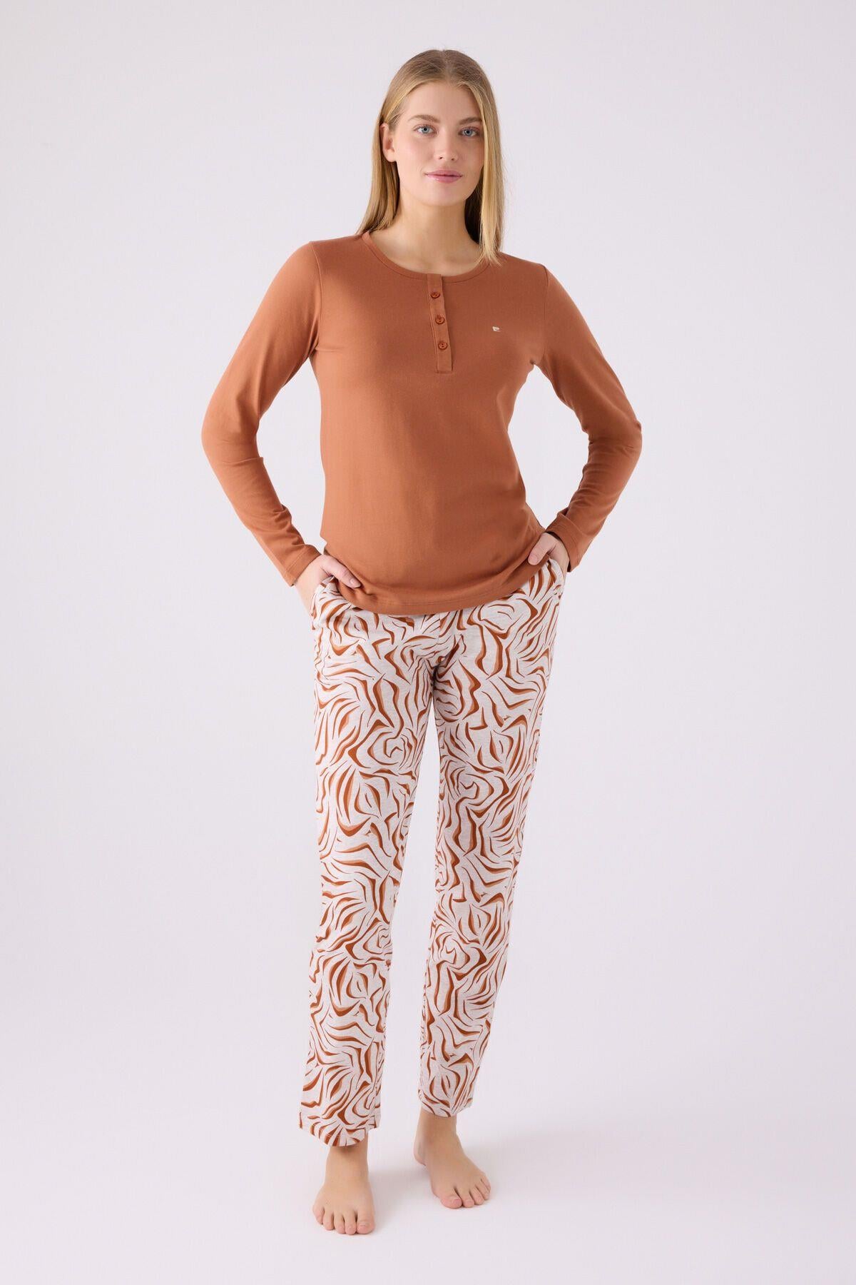 Pierre Cardin Bayan Büyük Beden Pijama Takım AÇIK KAHVE KONFEKSİYON PİERRE CARDİN