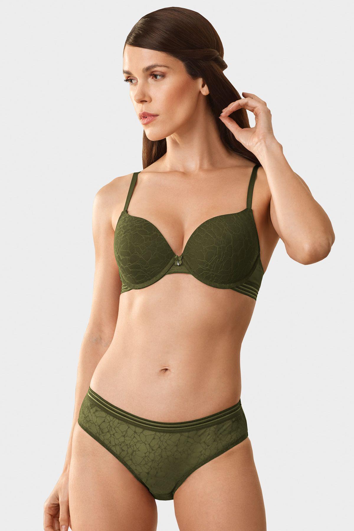 Pierre Cardin Bayan Rome Soft Push Up Sütyen Takım Yeşil Kadın İç Çamaşırı Takımı PİERRE CARDİN