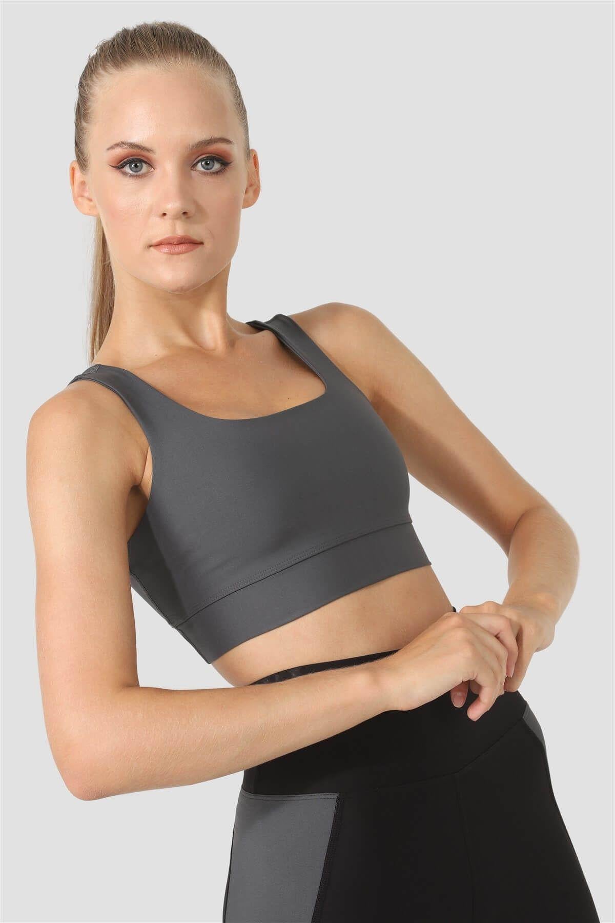 Superstacy Bayan Likralı Crop ANTRASİT KONFEKSİYON SUPERSTACY