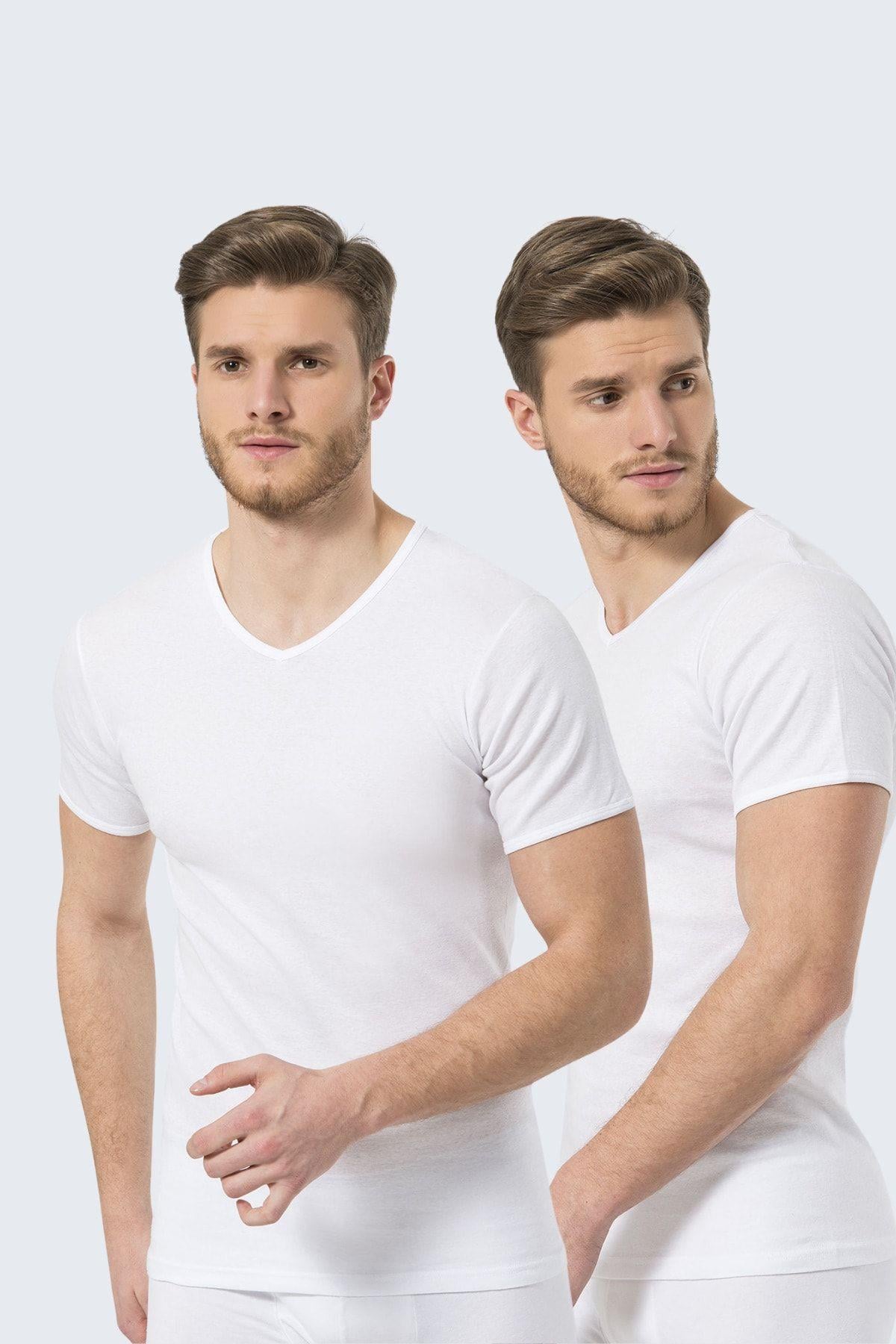 Türen Erkek Ribana V Yaka Fanila 2'li Paket BEYAZ ÇAMAŞIR TÜREN